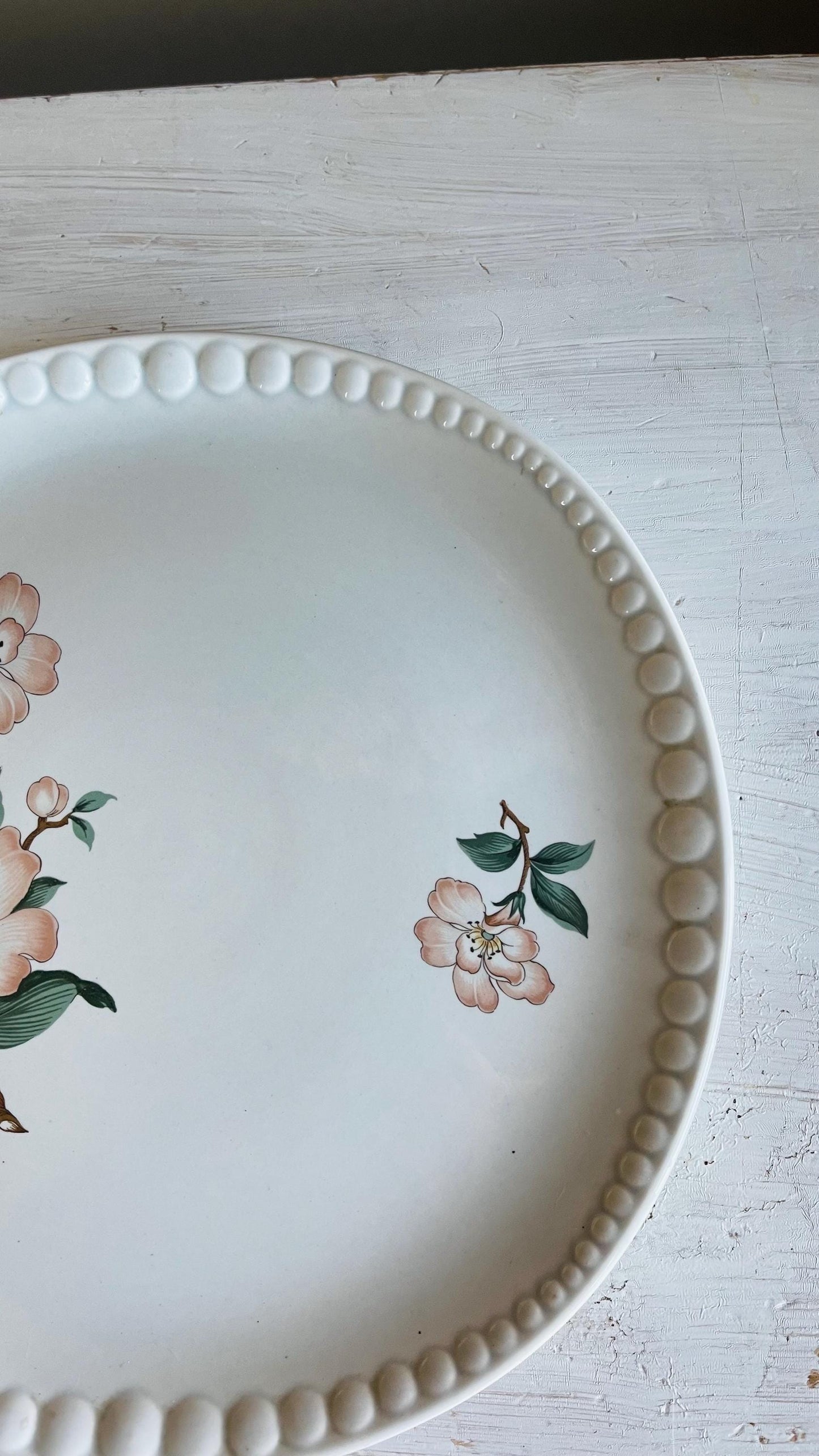 Vintage Crooksville Dogwood Round Platter | Mid-Century Floral Serving Platter
