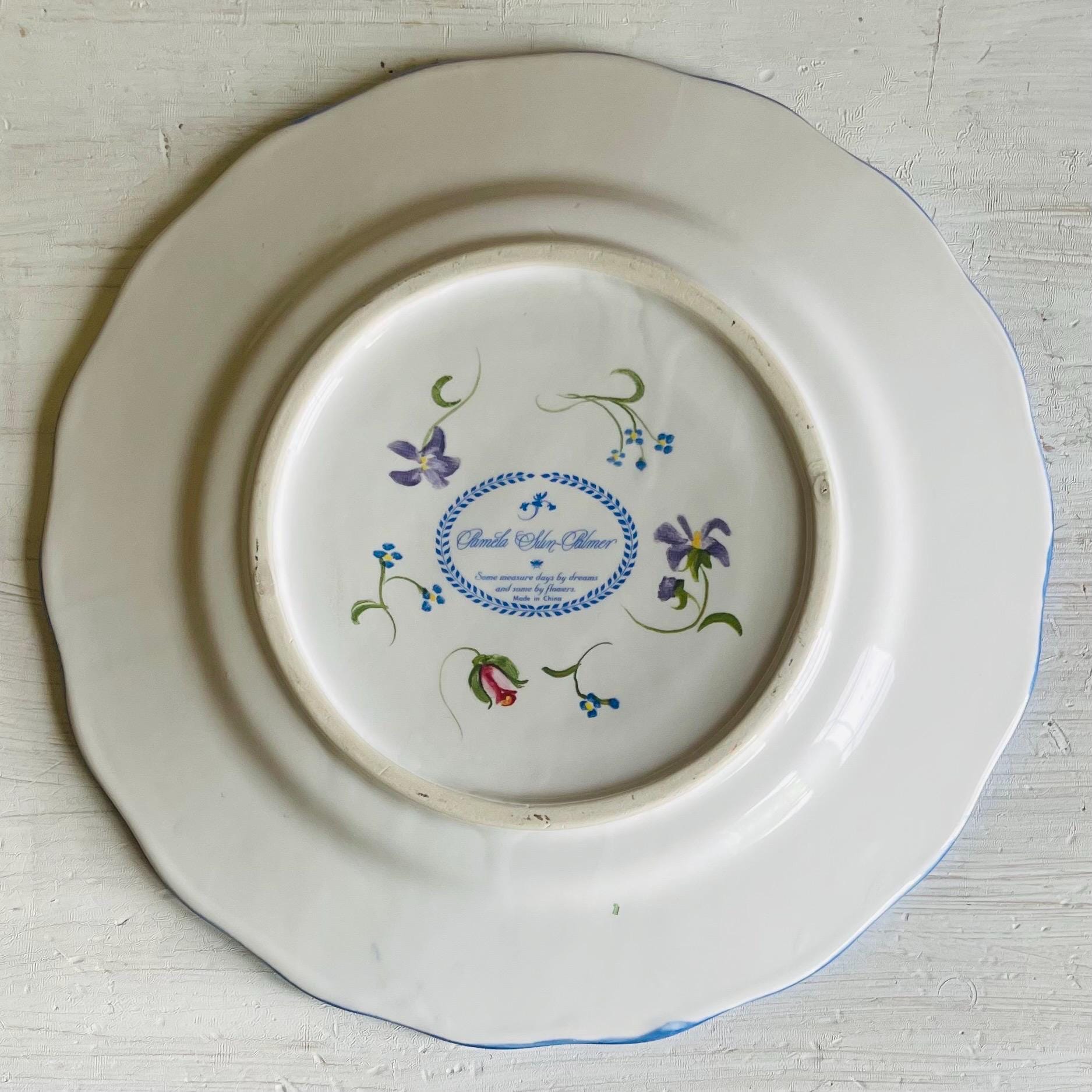 Blue Ridge Pottery Handpainted Floral Dinner Plate – Pamela Silin-Palmer Design, 10.5 Inch