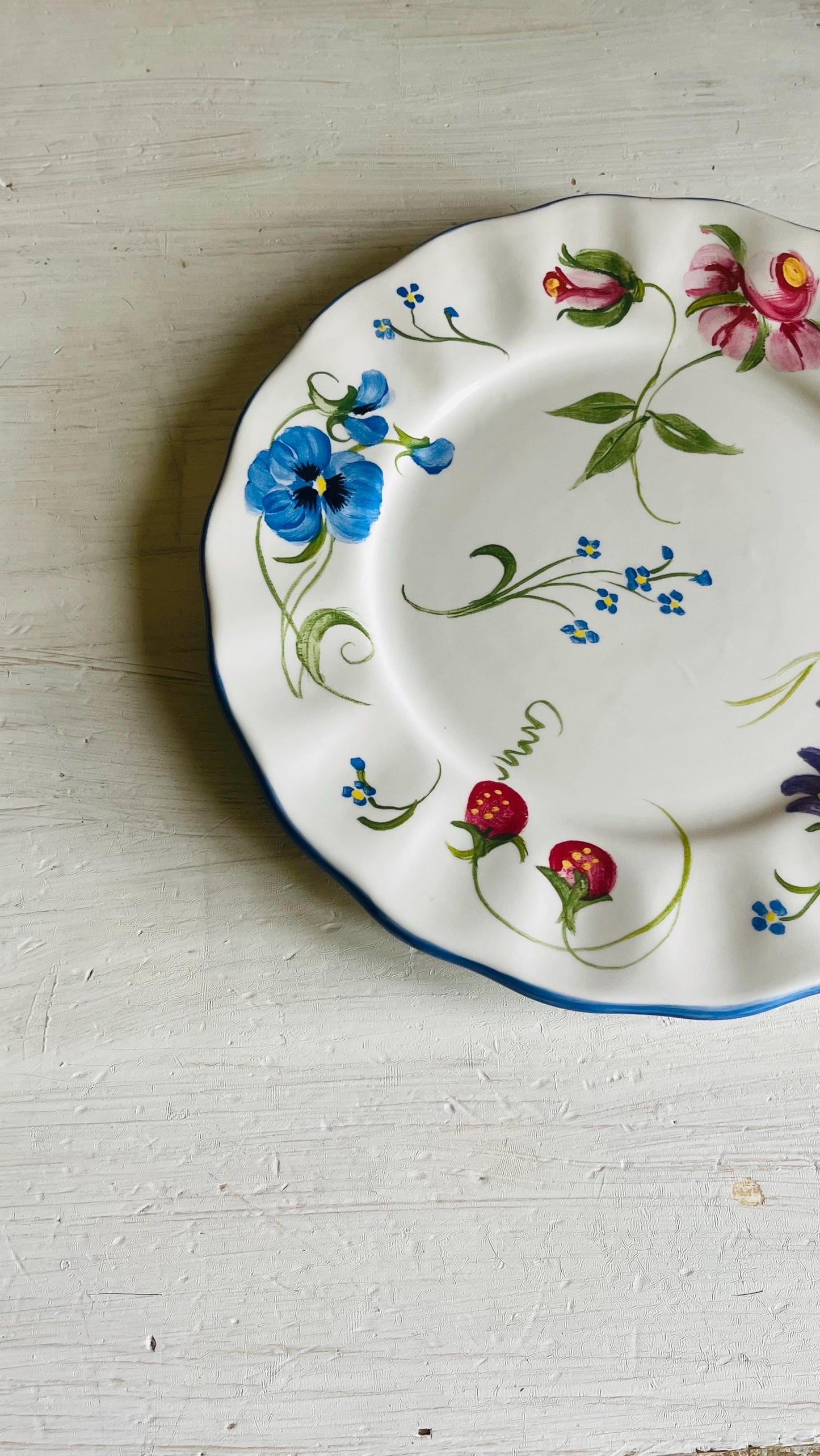 Blue Ridge Pottery Handpainted Floral Dinner Plate – Pamela Silin-Palmer Design, 10.5 Inch