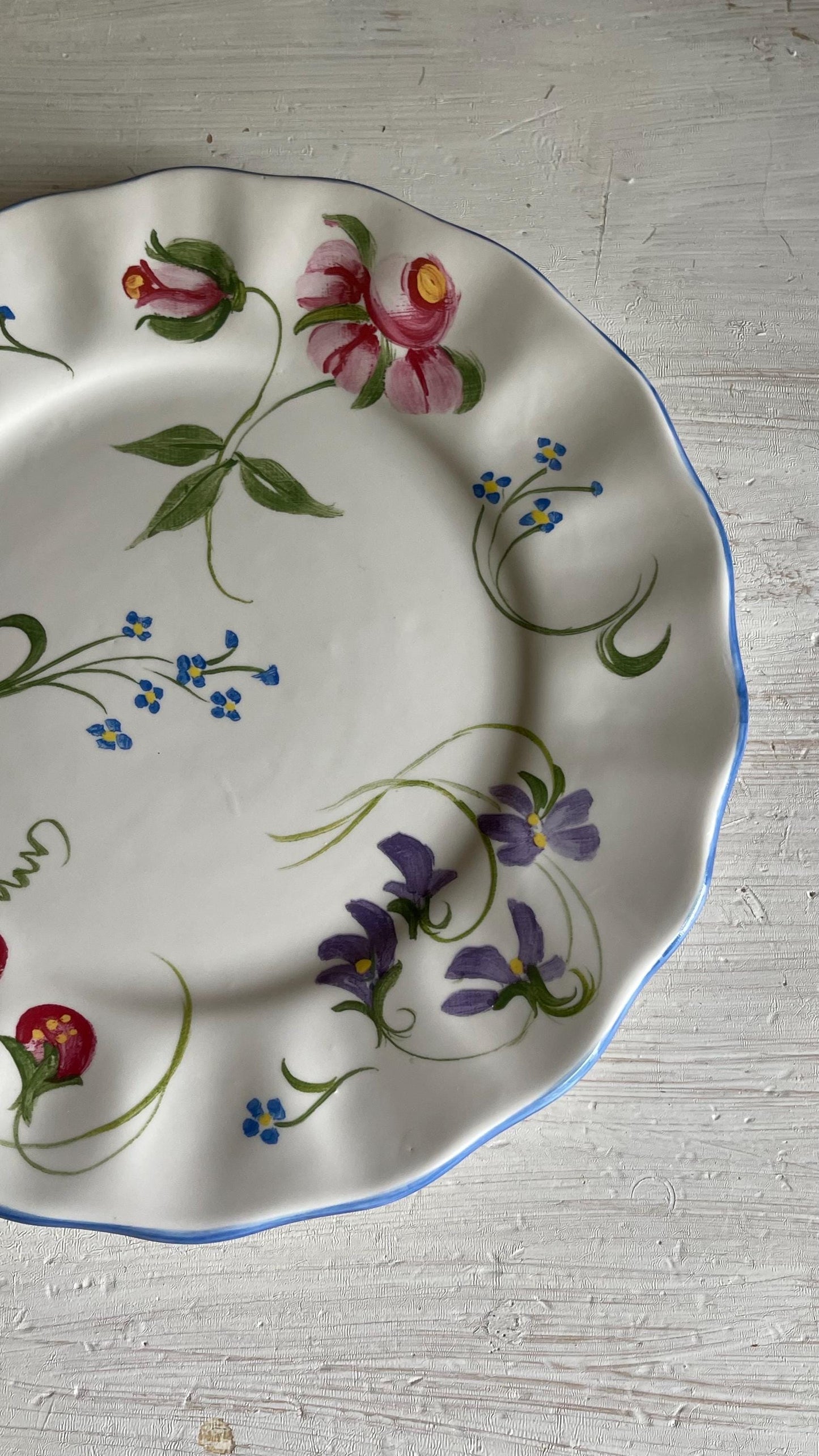 Blue Ridge Pottery Handpainted Floral Dinner Plate – Pamela Silin-Palmer Design, 10.5 Inch