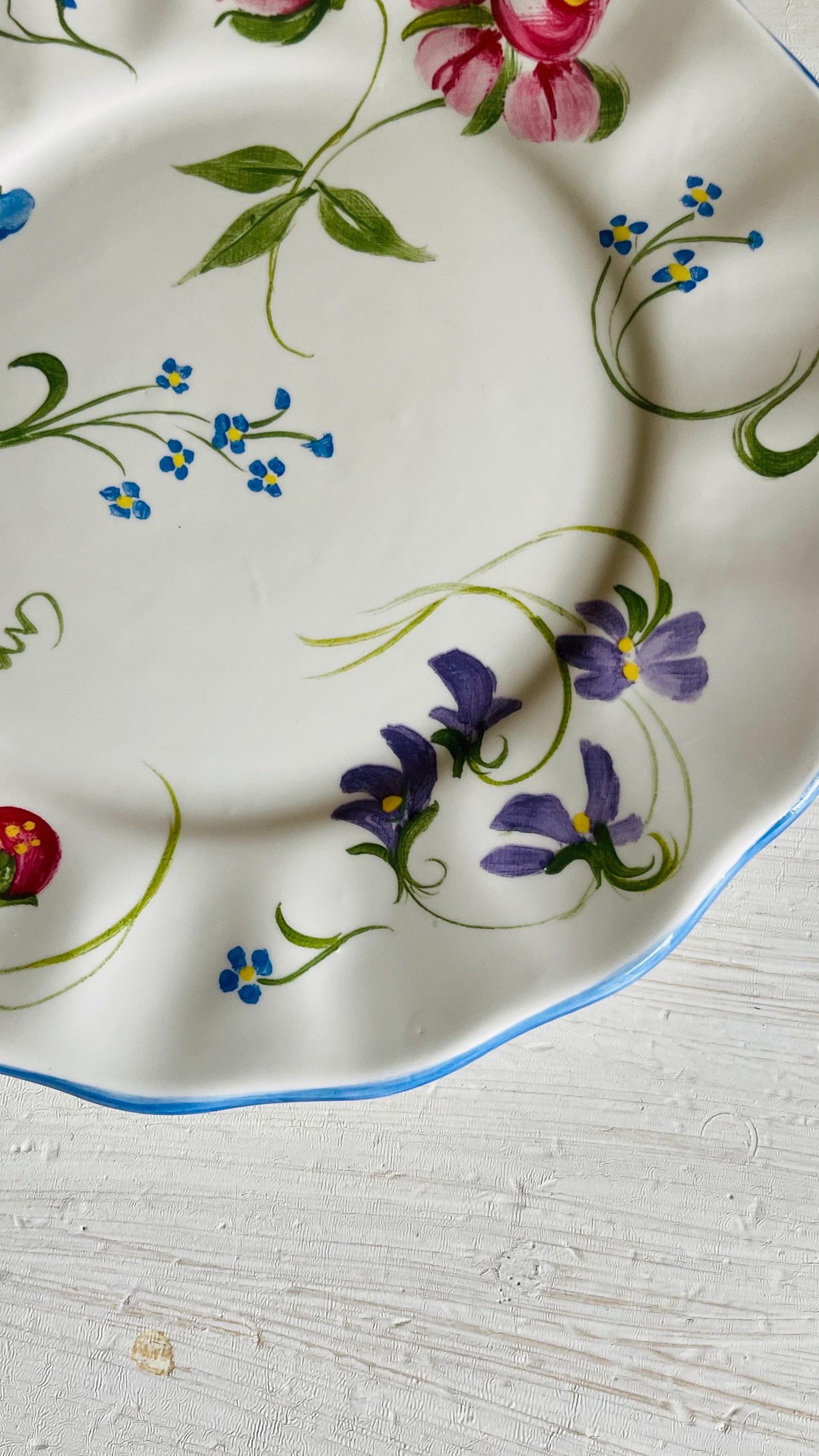Blue Ridge Pottery Handpainted Floral Dinner Plate – Pamela Silin-Palmer Design, 10.5 Inch
