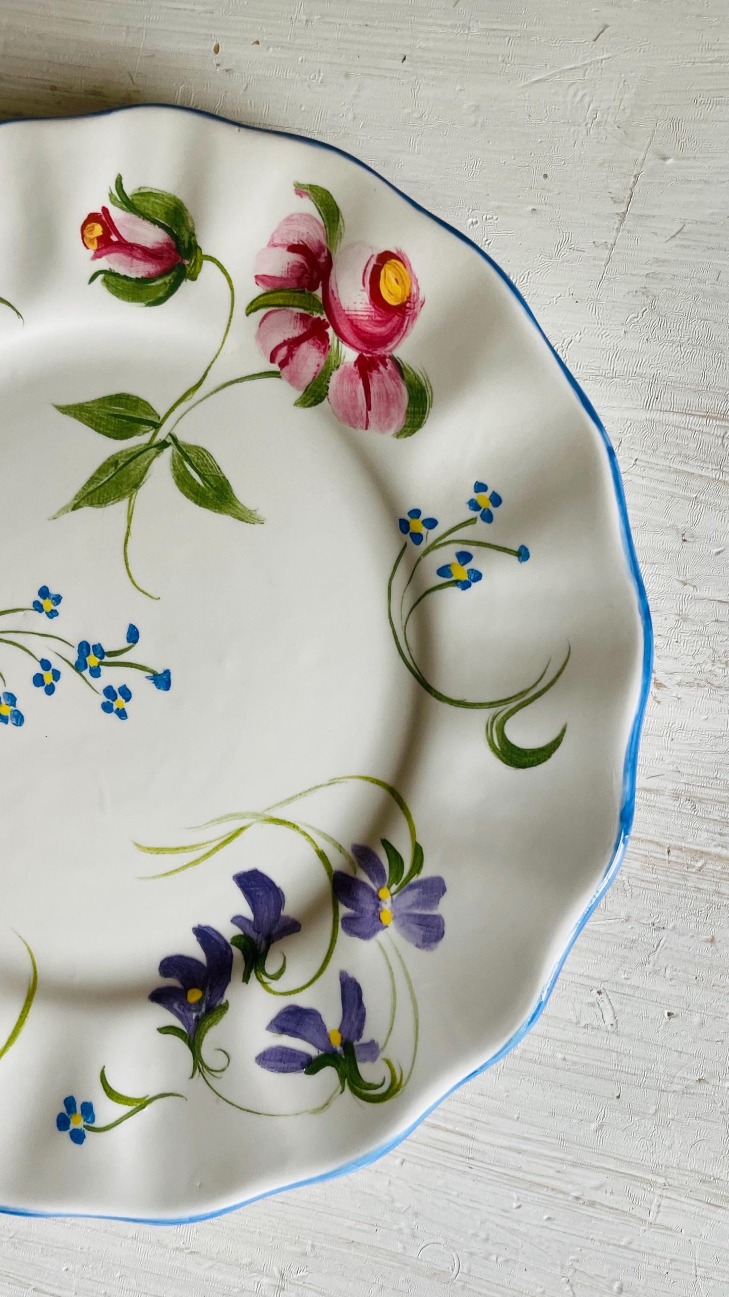 Blue Ridge Pottery Handpainted Floral Dinner Plate – Pamela Silin-Palmer Design, 10.5 Inch