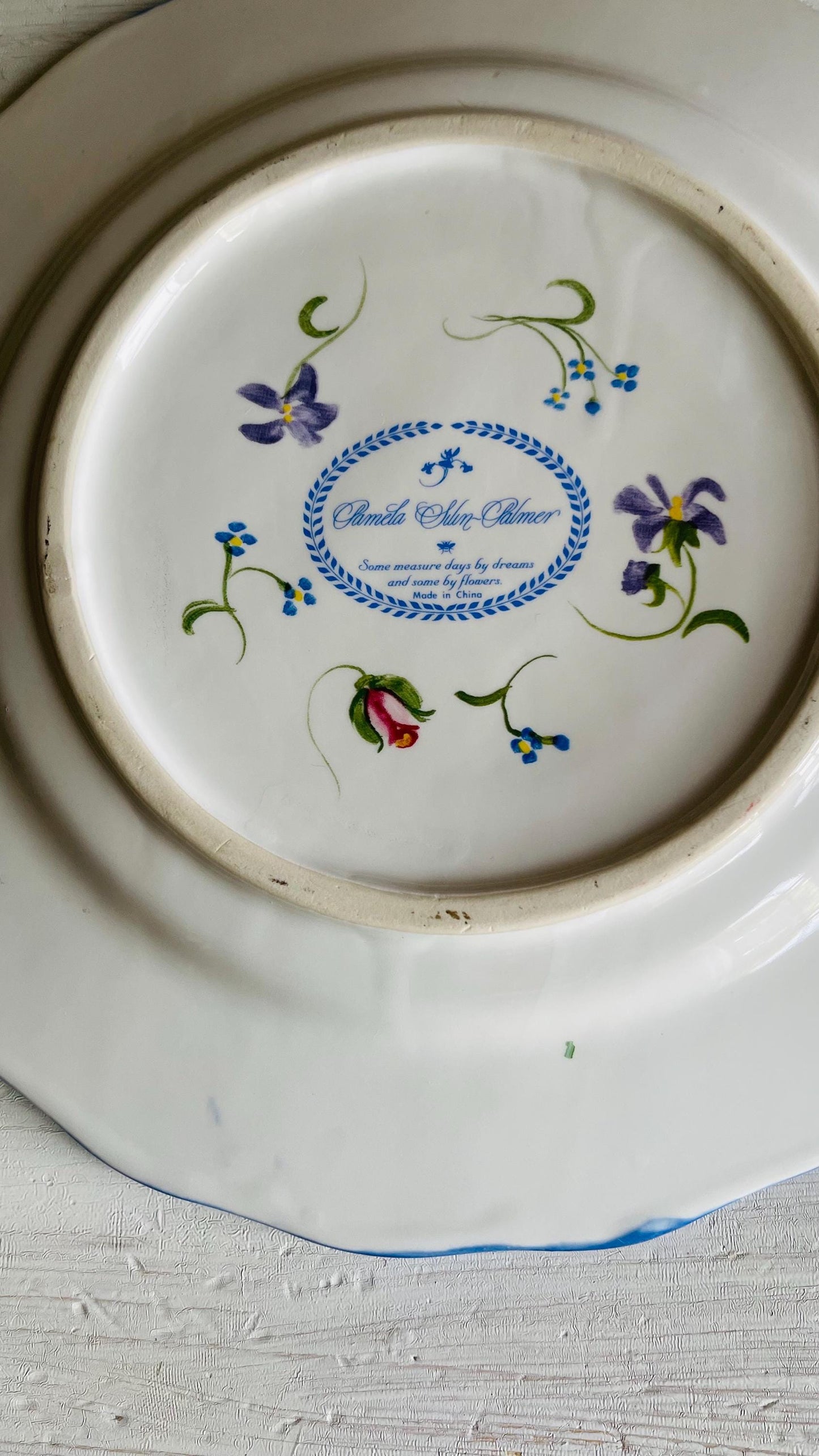 Blue Ridge Pottery Handpainted Floral Dinner Plate – Pamela Silin-Palmer Design, 10.5 Inch