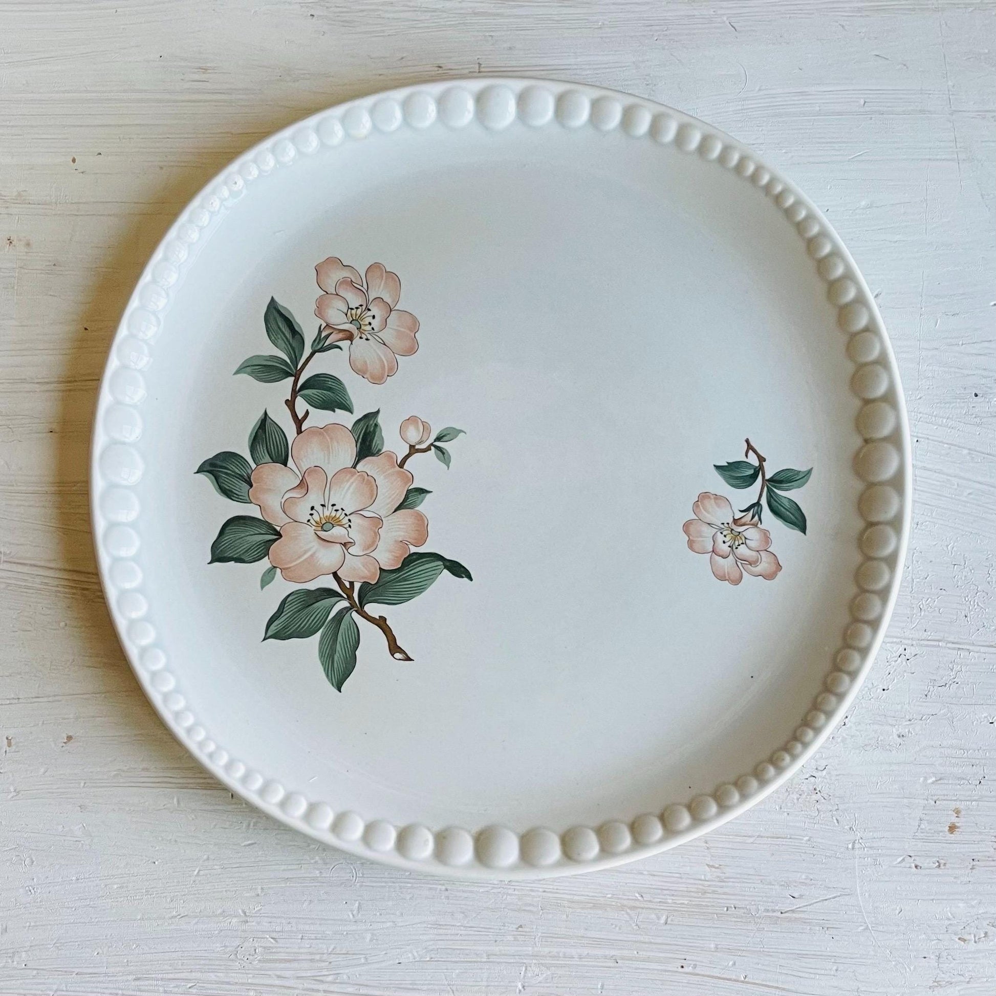 Vintage Crooksville Dogwood Round Platter | Mid-Century Floral Serving Platter