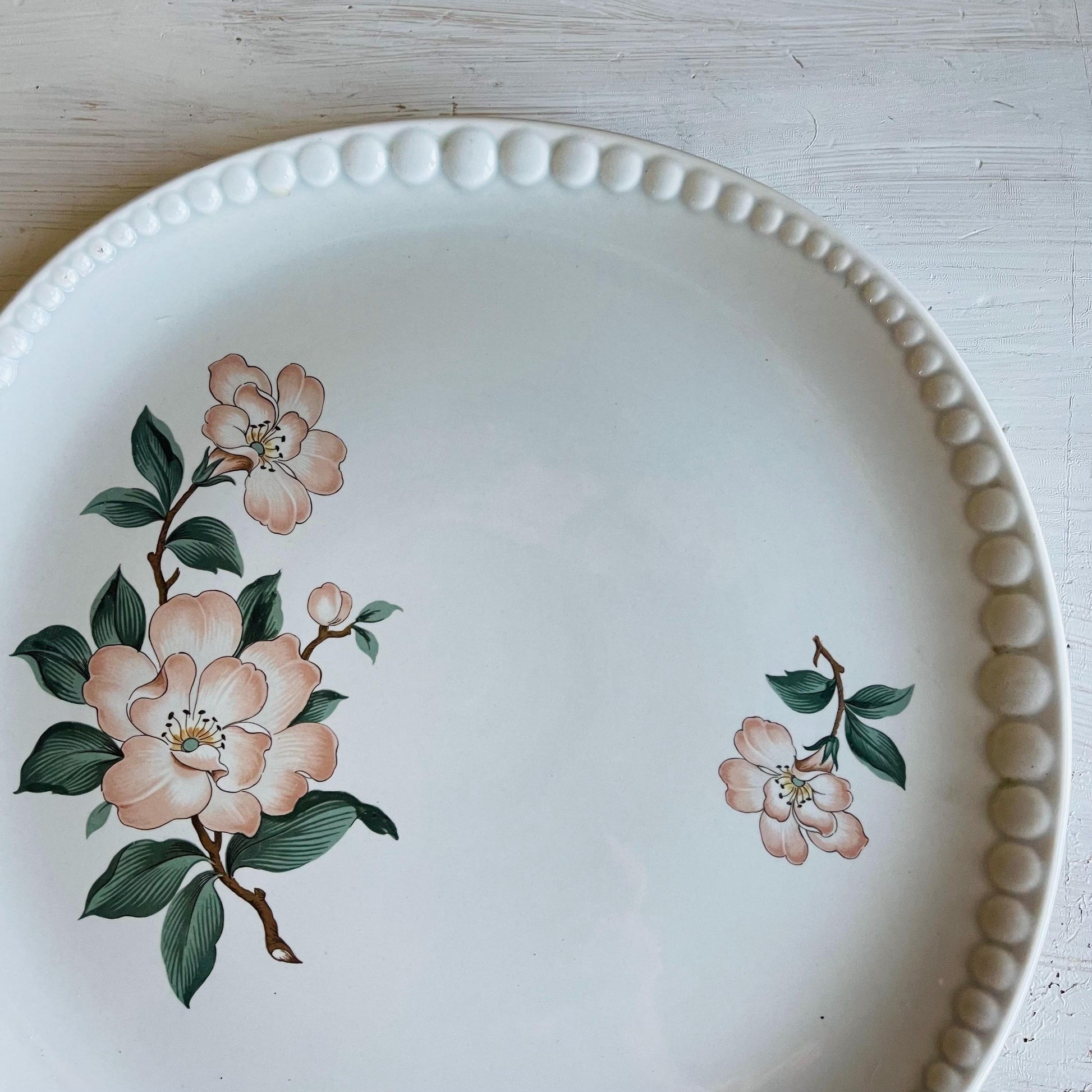 Vintage Crooksville Dogwood Round Platter | Mid-Century Floral Serving Platter