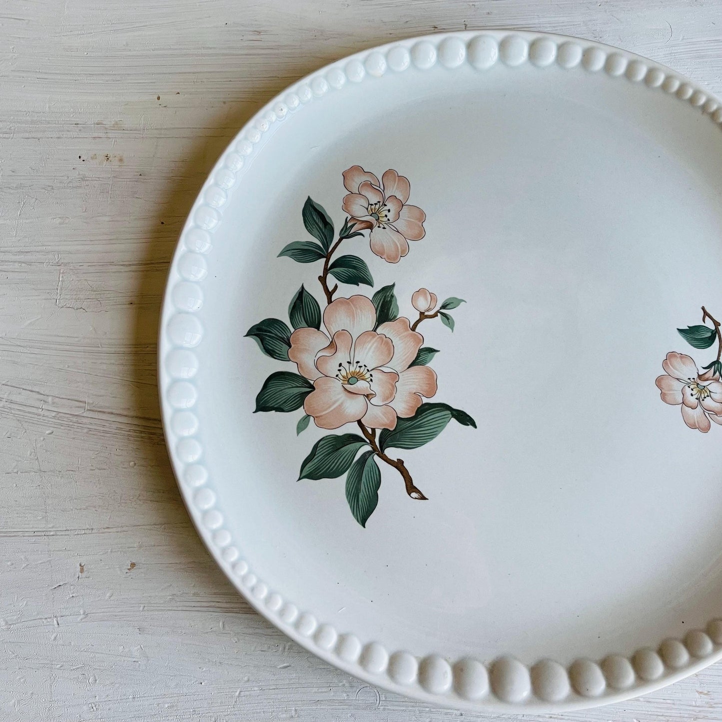 Vintage Crooksville Dogwood Round Platter | Mid-Century Floral Serving Platter