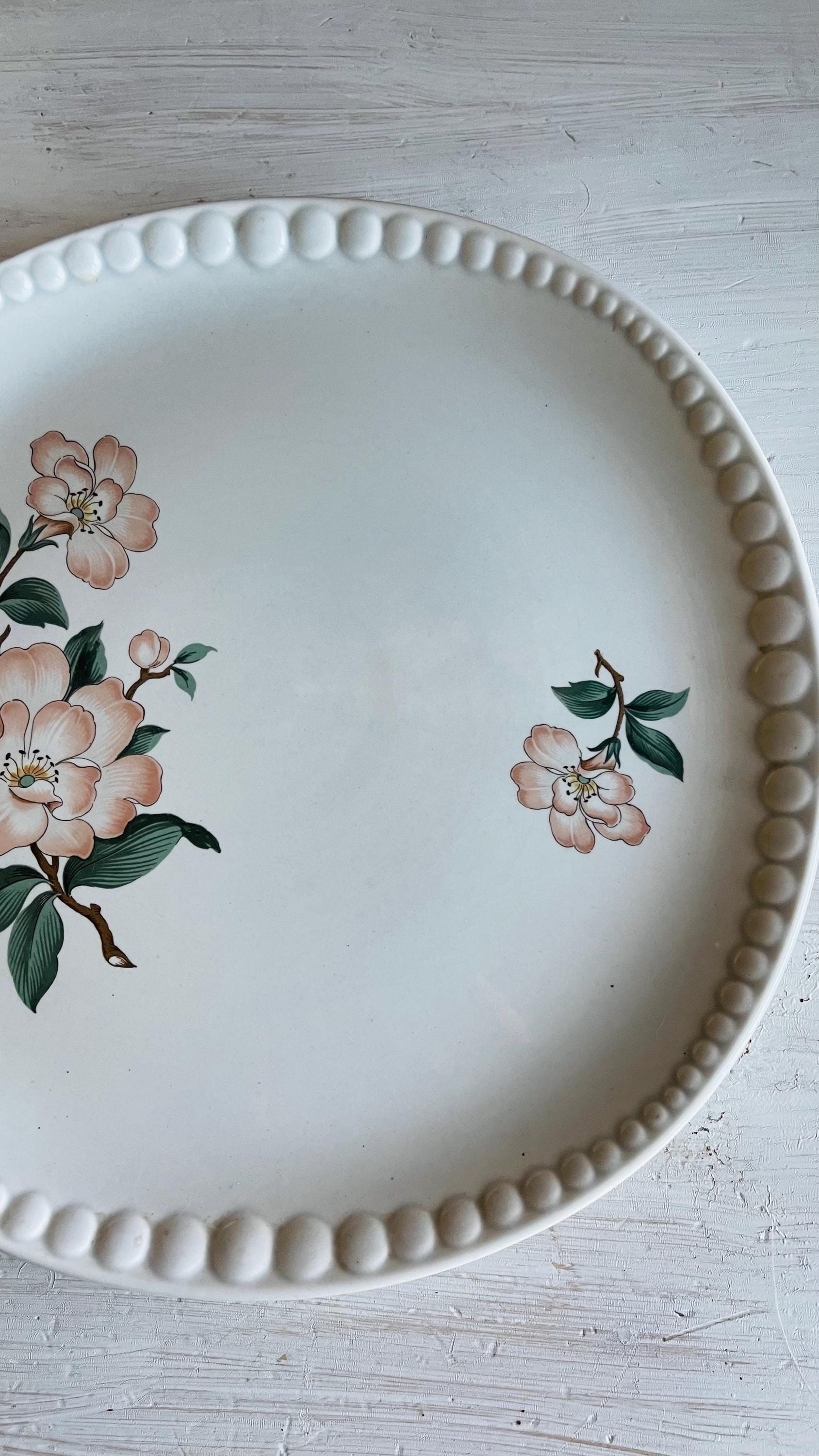Vintage Crooksville Dogwood Round Platter | Mid-Century Floral Serving Platter
