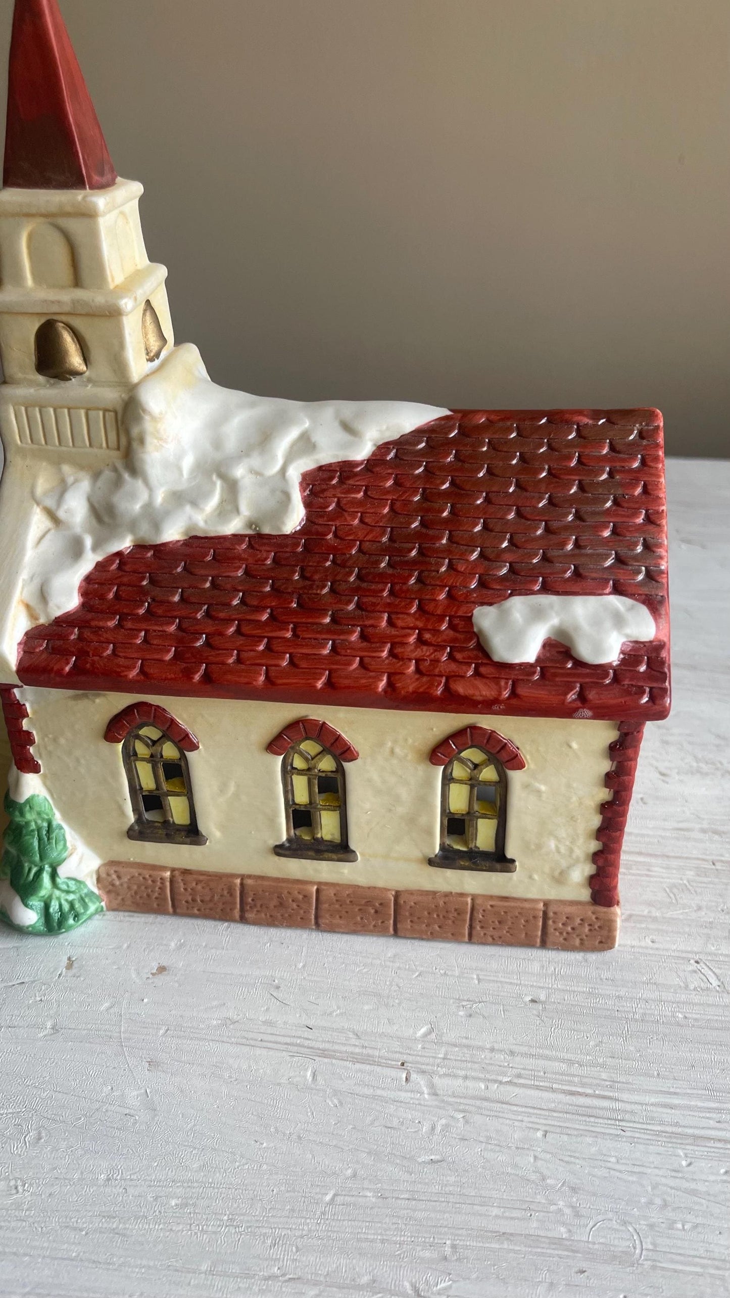 Americana Village St. Mary's Church – Hand-Painted Porcelain Christmas Decoration 1991