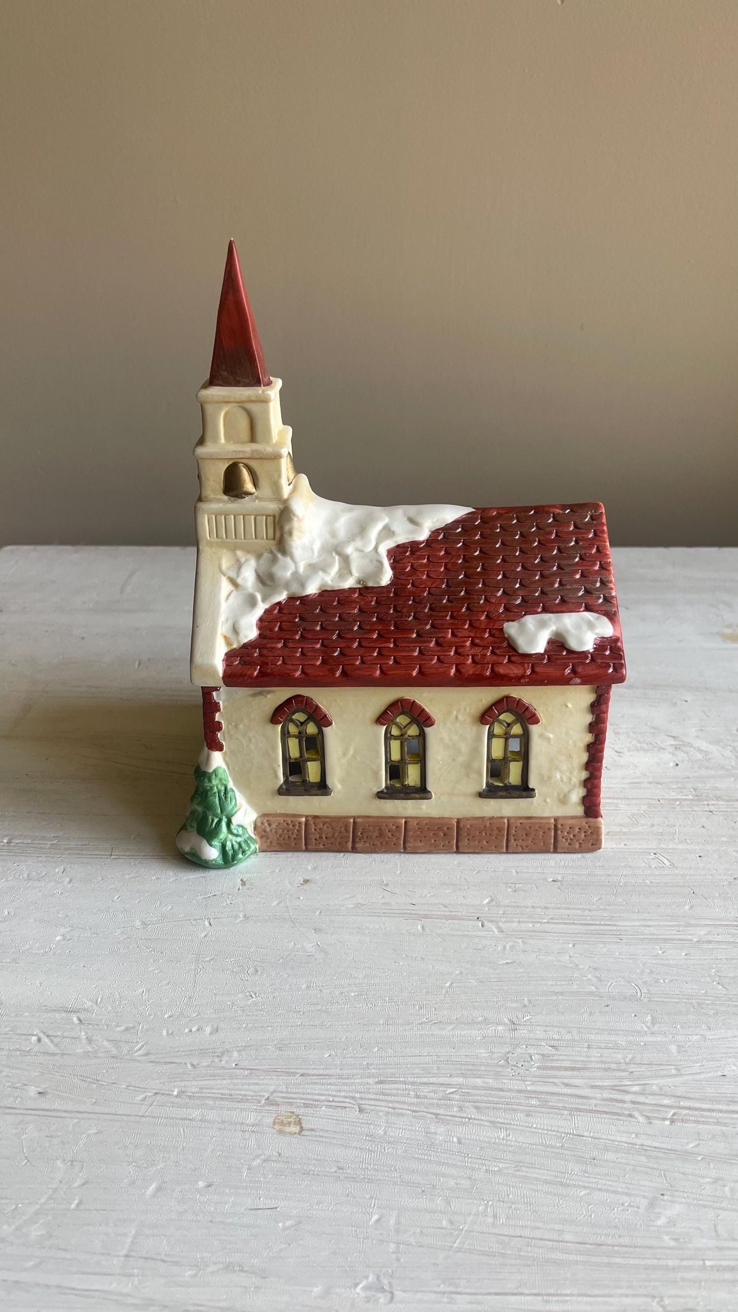 Americana Village St. Mary's Church – Hand-Painted Porcelain Christmas Decoration 1991