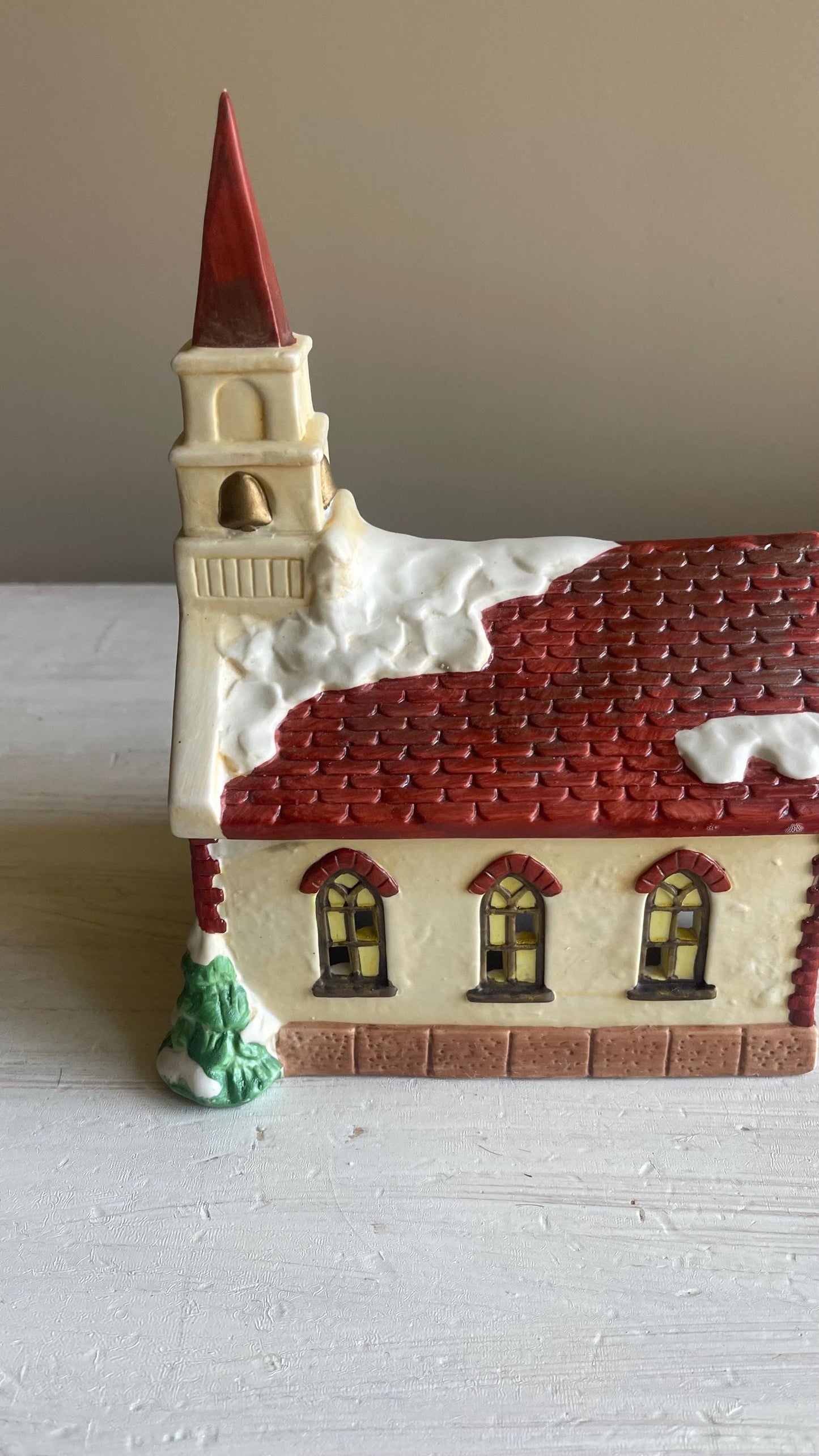 Americana Village St. Mary's Church – Hand-Painted Porcelain Christmas Decoration 1991