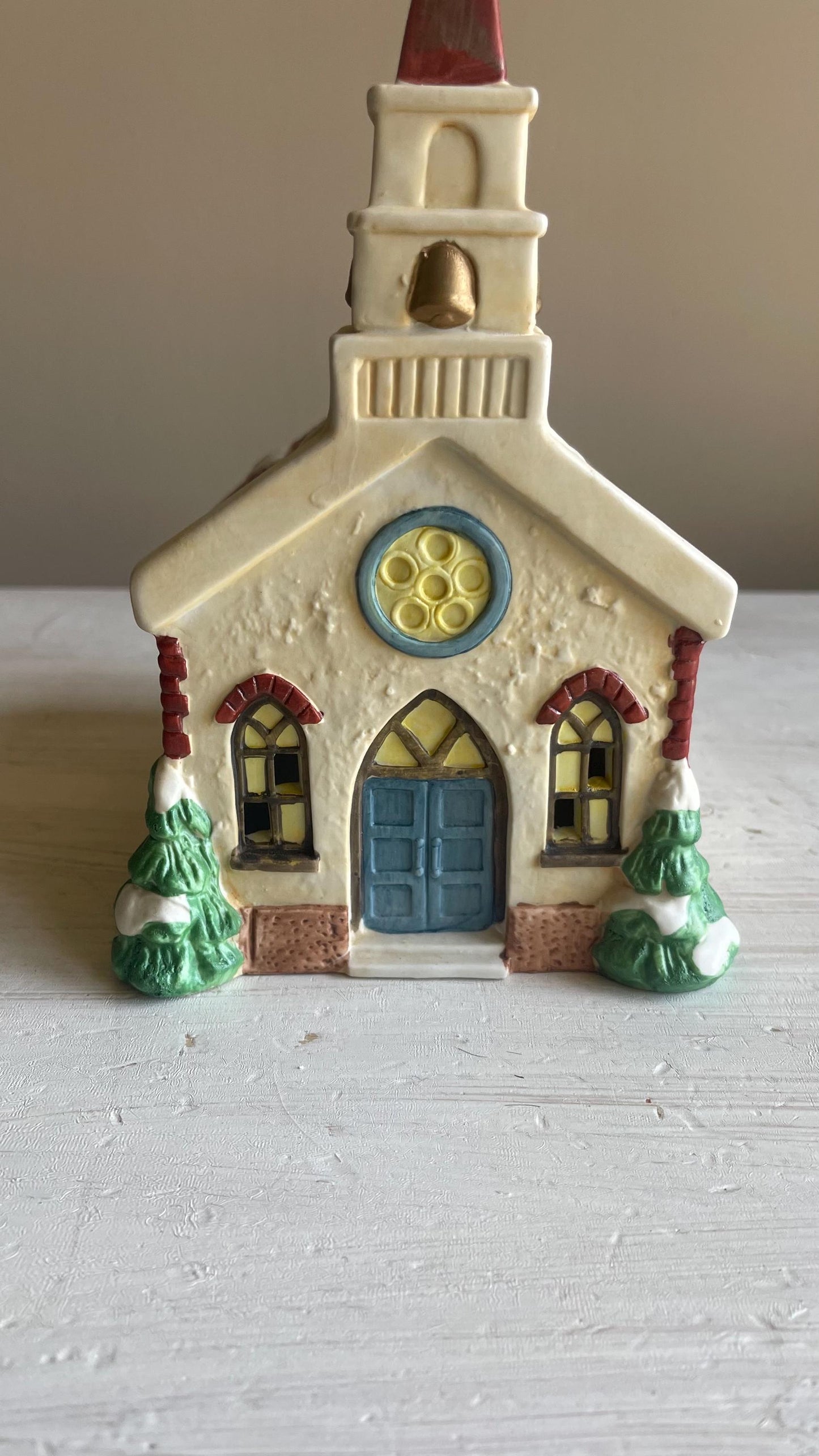 Americana Village St. Mary's Church – Hand-Painted Porcelain Christmas Decoration 1991