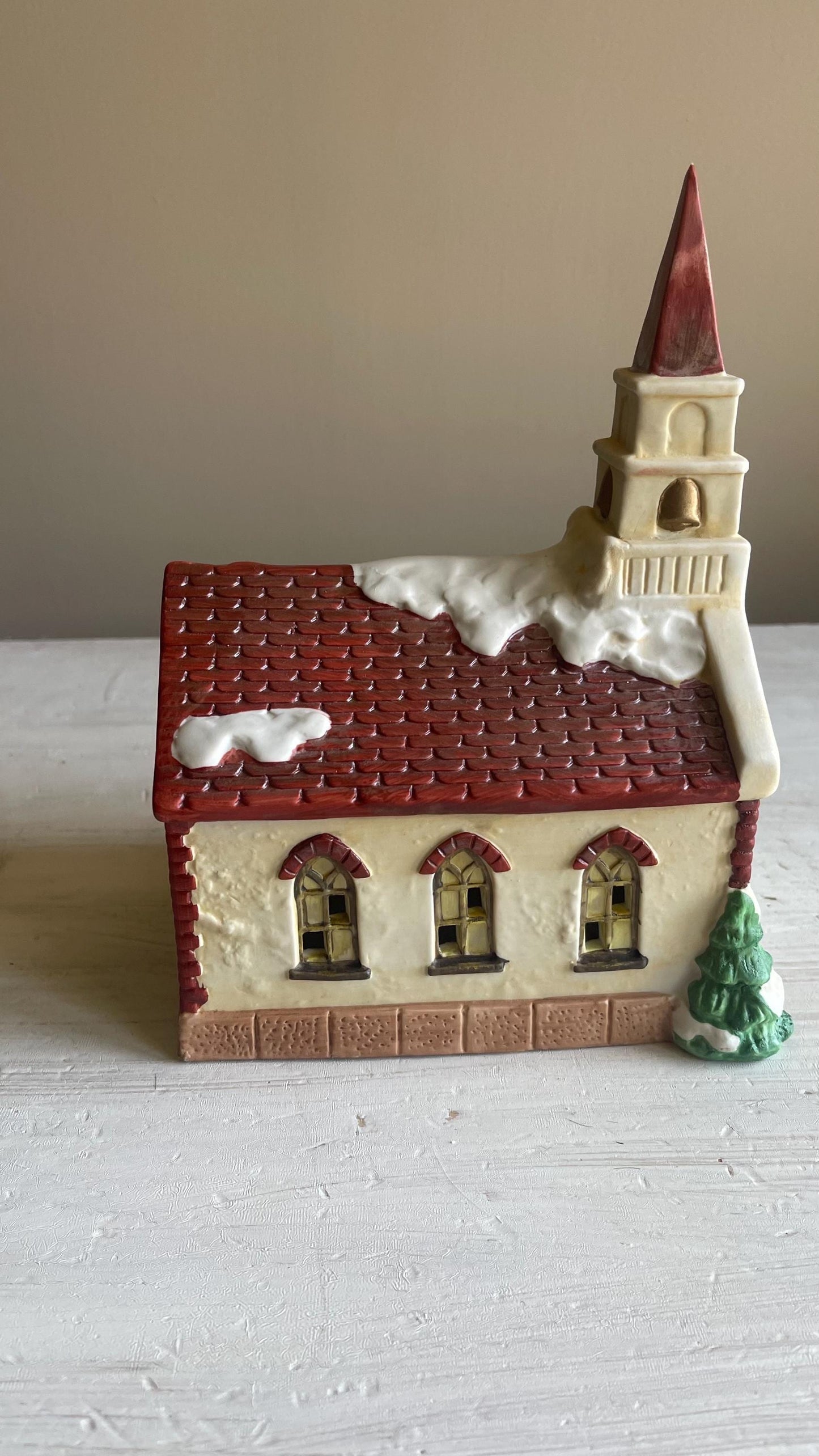 Americana Village St. Mary's Church – Hand-Painted Porcelain Christmas Decoration 1991