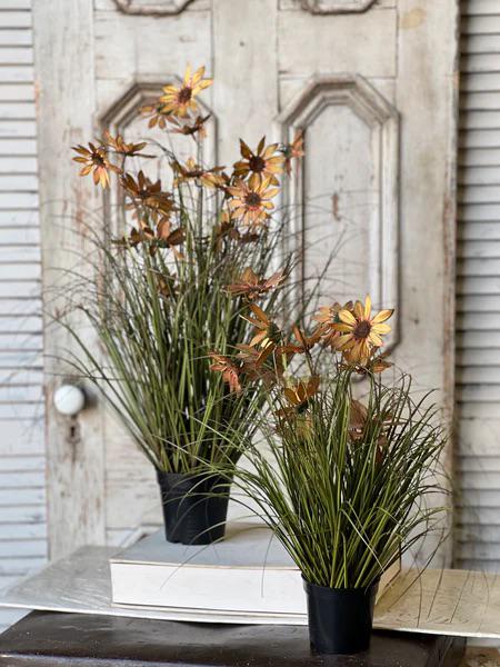 Artificial Potted Coneflower 23 Inch - Fall Faux Florals