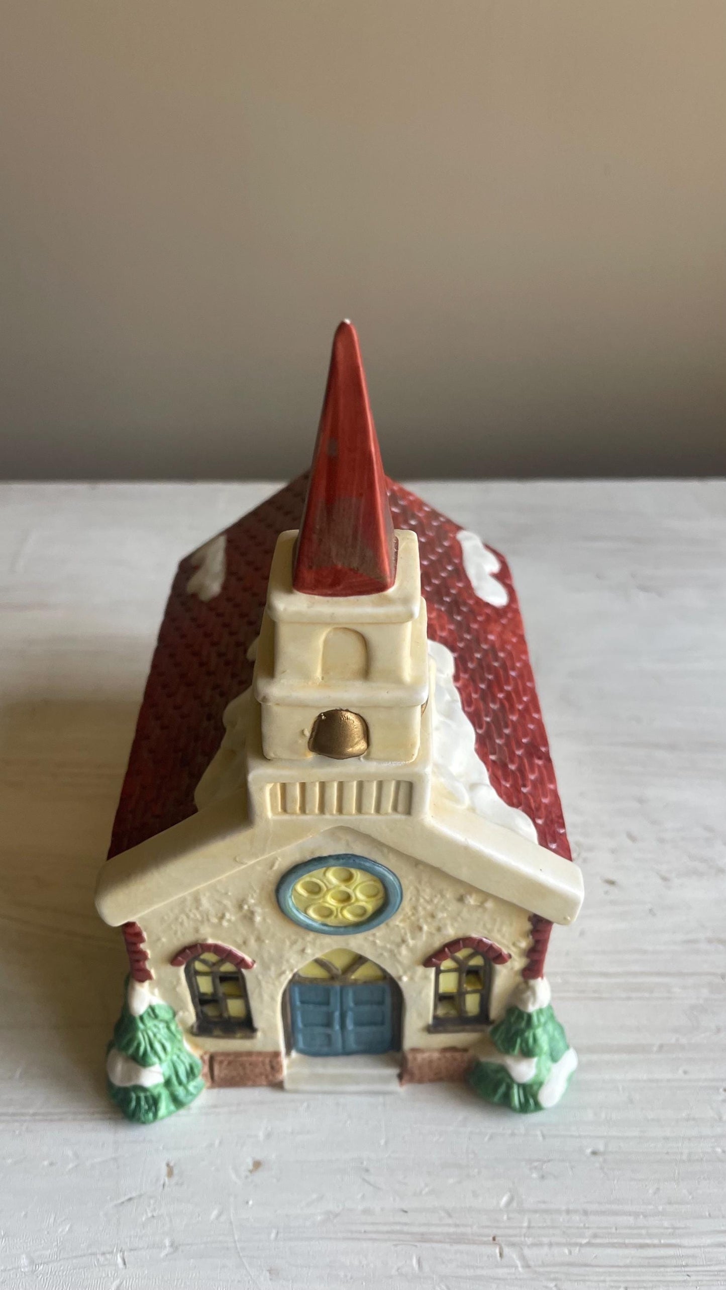 Americana Village St. Mary's Church – Hand-Painted Porcelain Christmas Decoration 1991