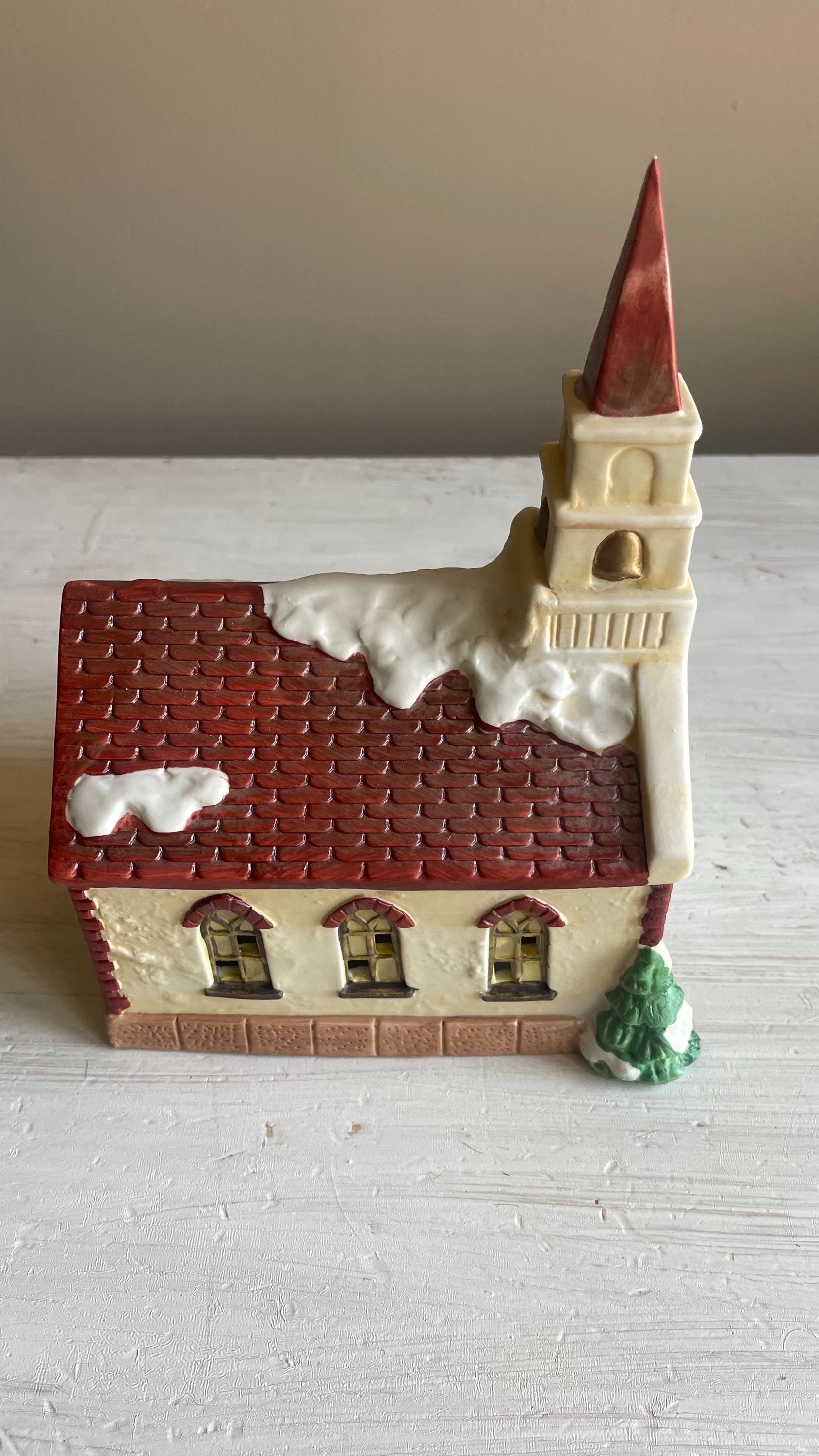 Americana Village St. Mary's Church – Hand-Painted Porcelain Christmas Decoration 1991