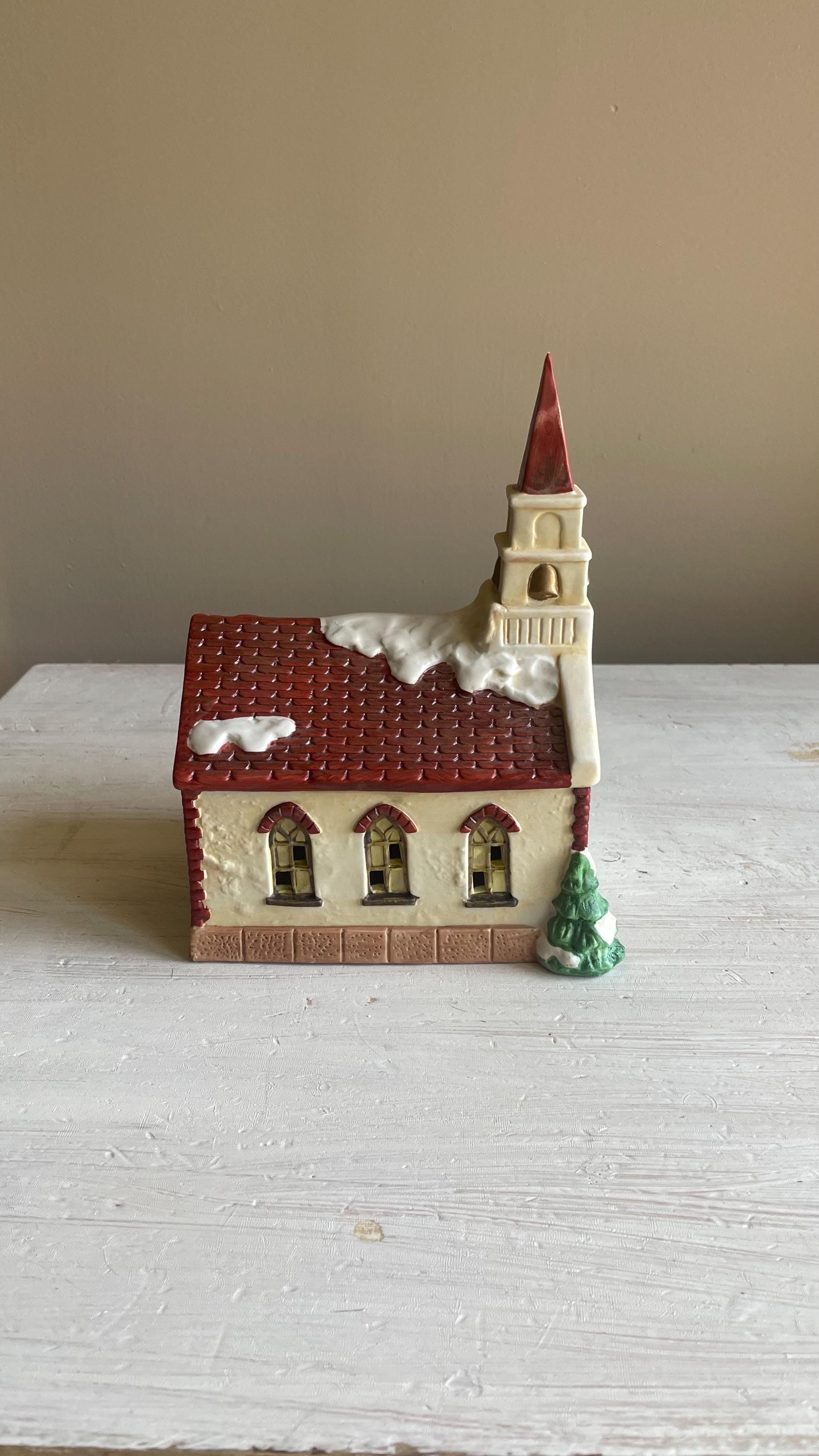 Americana Village St. Mary's Church – Hand-Painted Porcelain Christmas Decoration 1991
