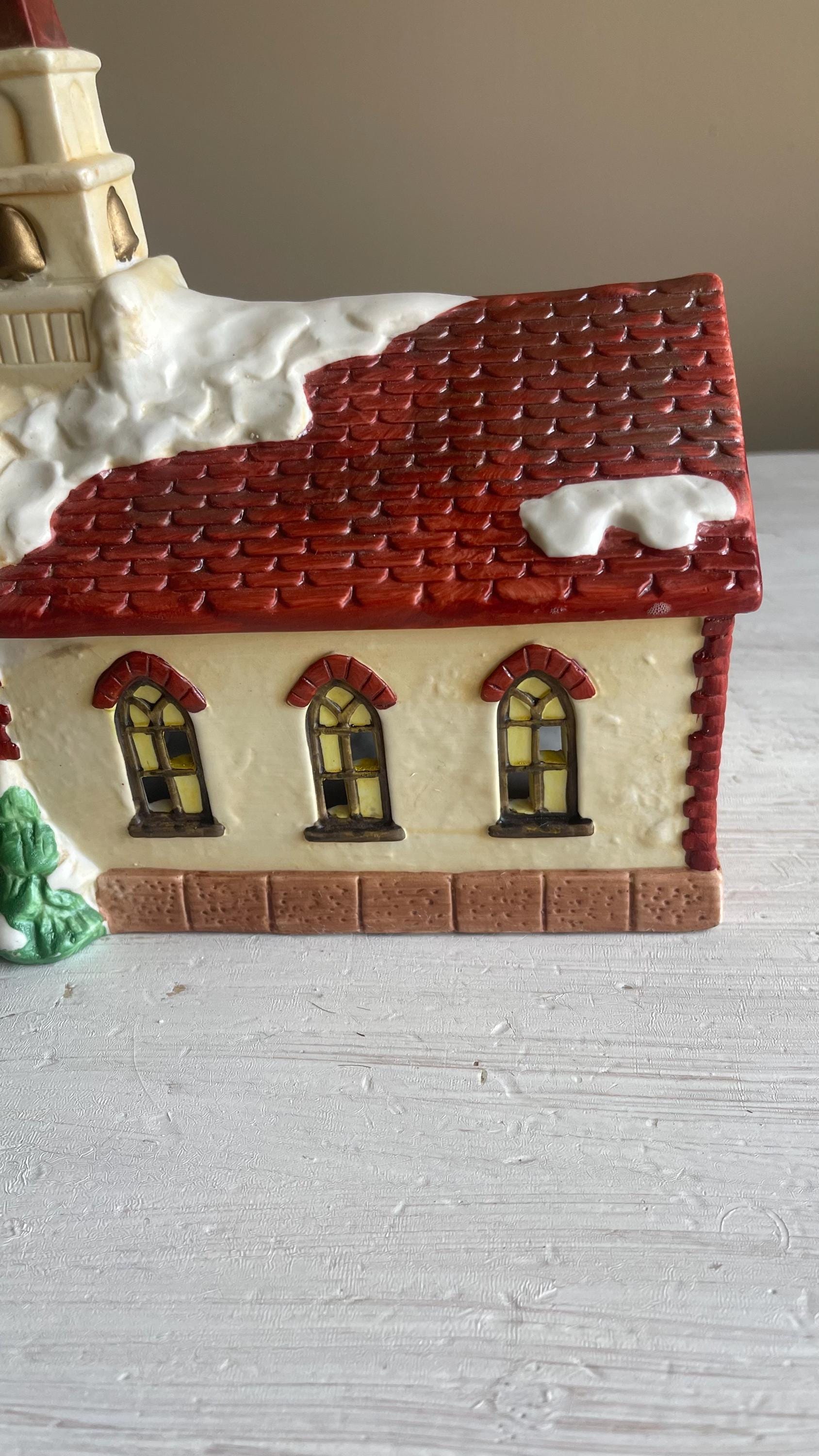 Americana Village St. Mary's Church – Hand-Painted Porcelain Christmas Decoration 1991
