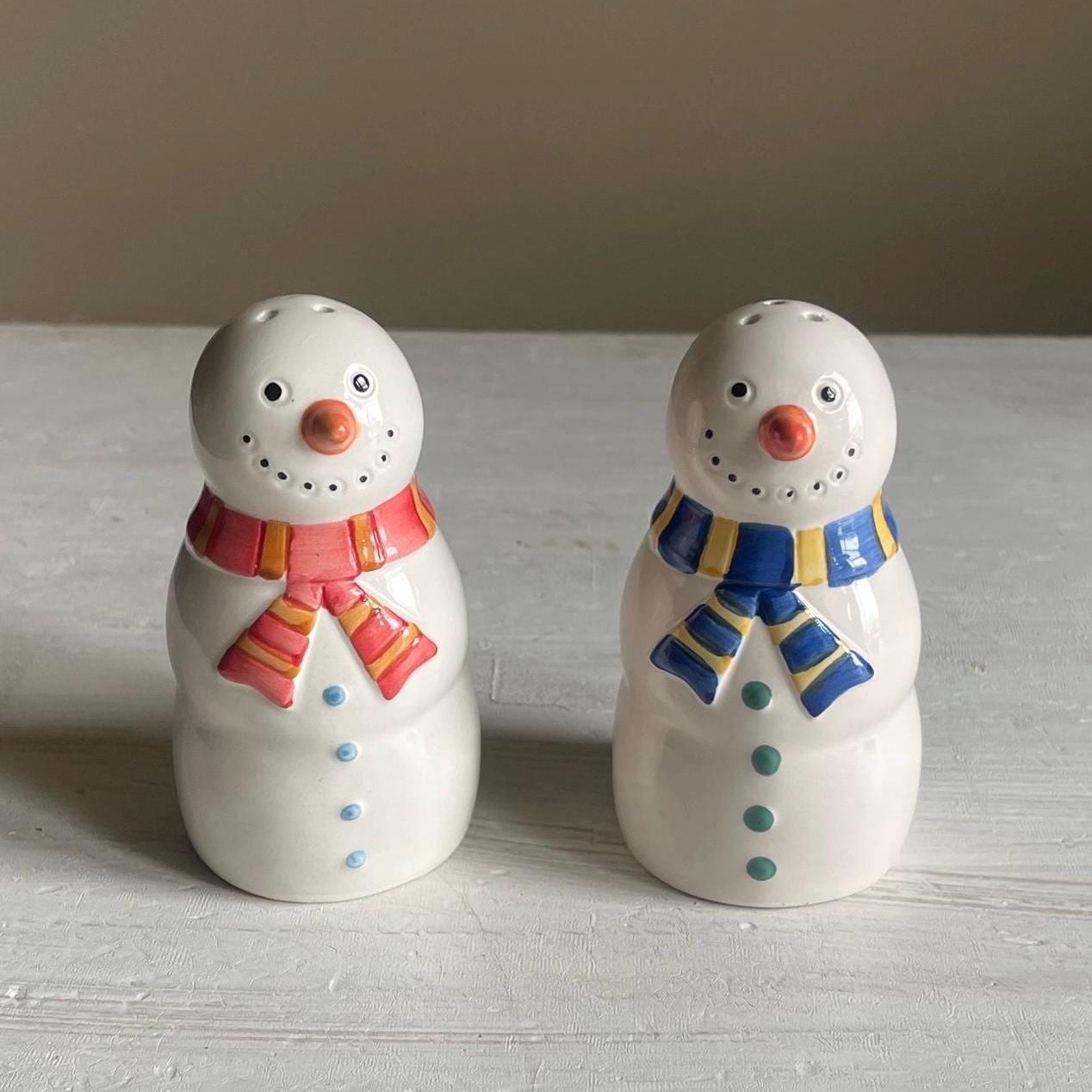 Vintage Snowman Salt & Pepper Shakers | Christmas Kitchen Decor