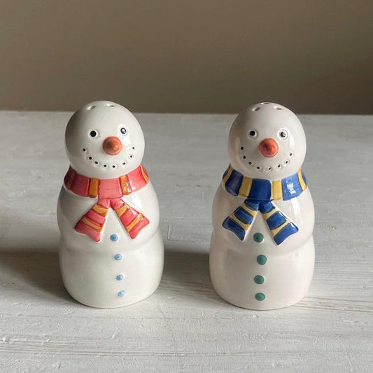 Vintage Snowman Salt & Pepper Shakers | Christmas Kitchen Decor