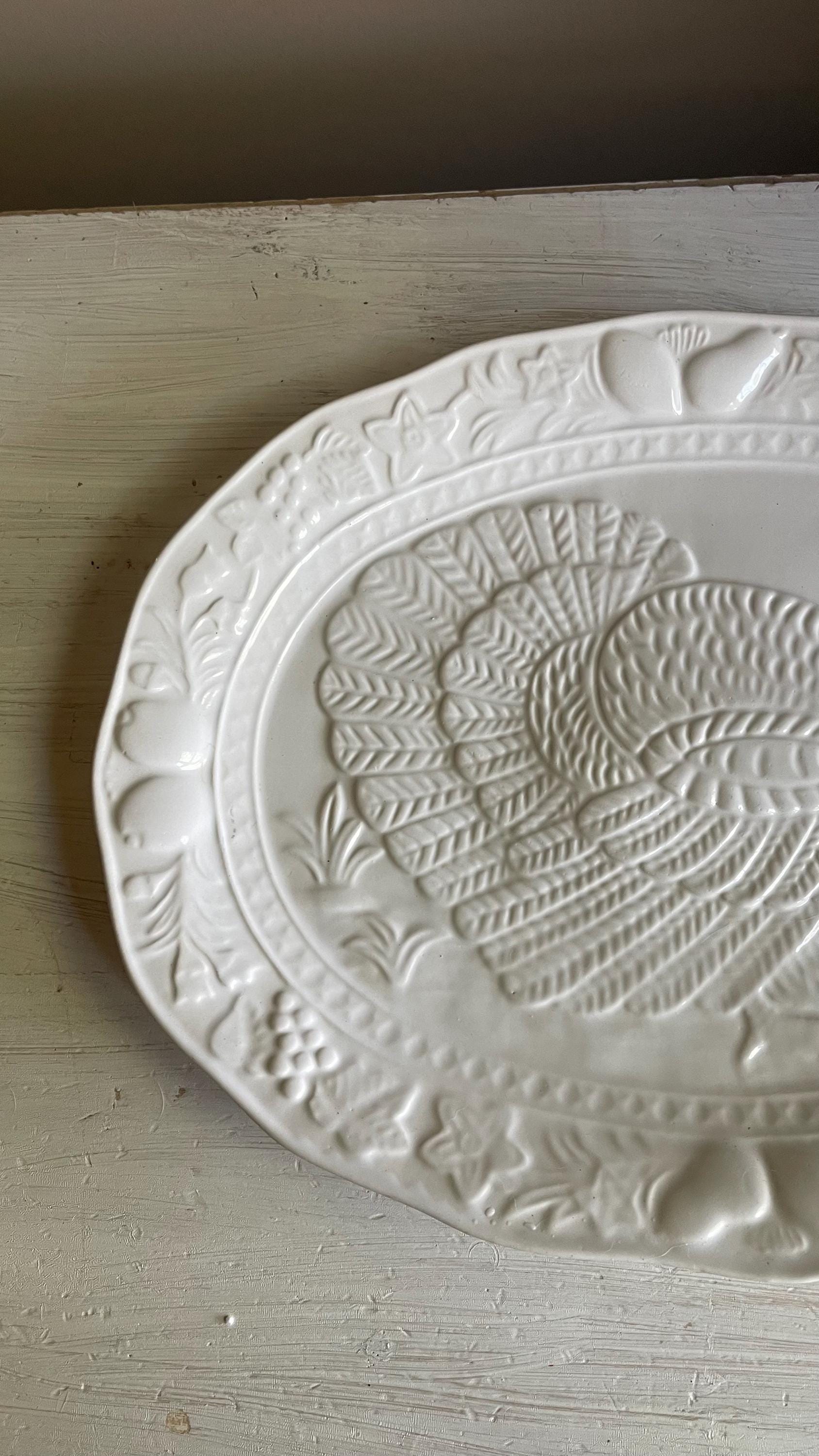Vintage Tom Turkey Thanksgiving Platter: Embossed Fall Decor