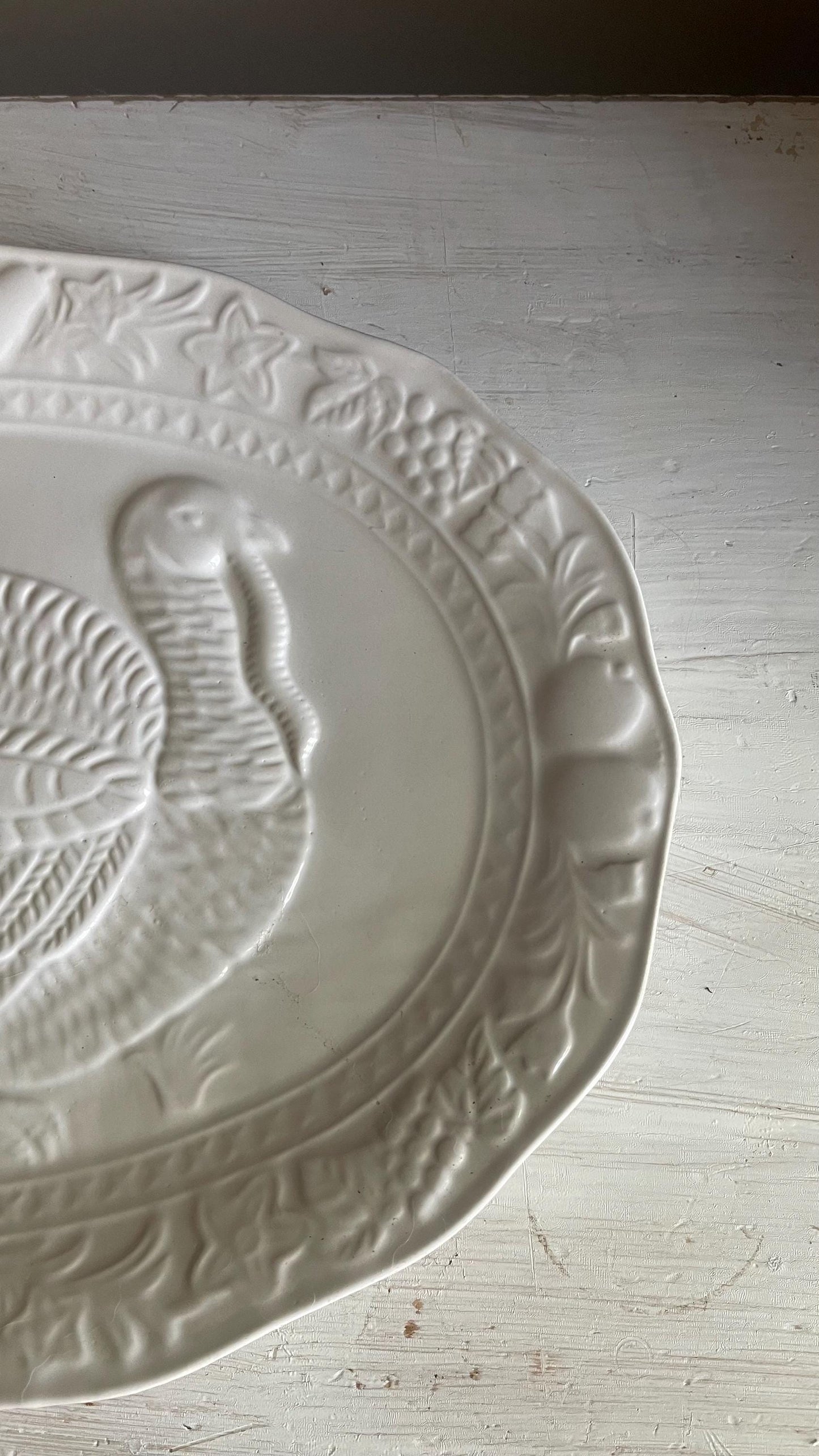 Vintage Tom Turkey Thanksgiving Platter: Embossed Fall Decor