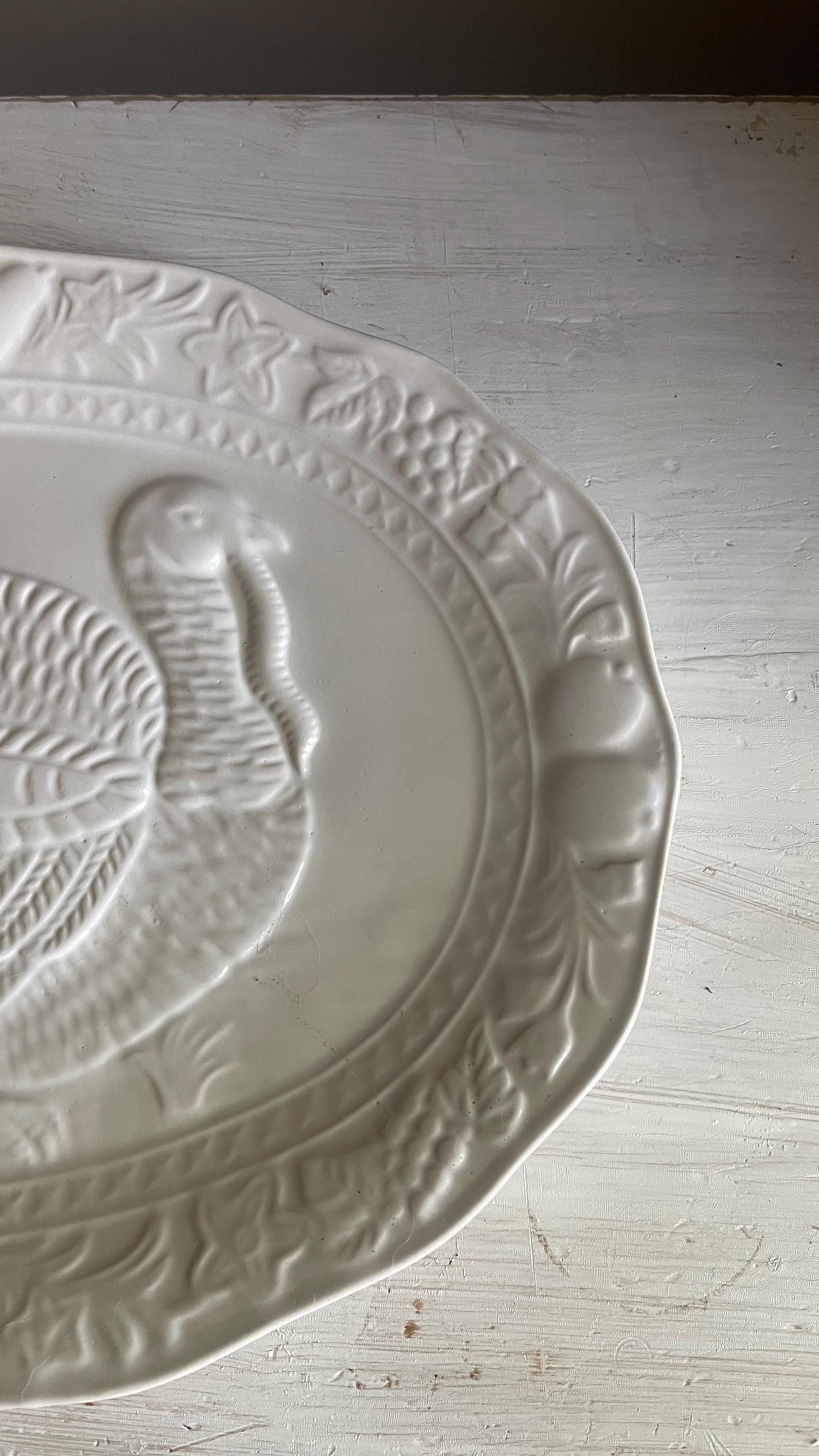 Vintage Tom Turkey Thanksgiving Platter: Embossed Fall Decor