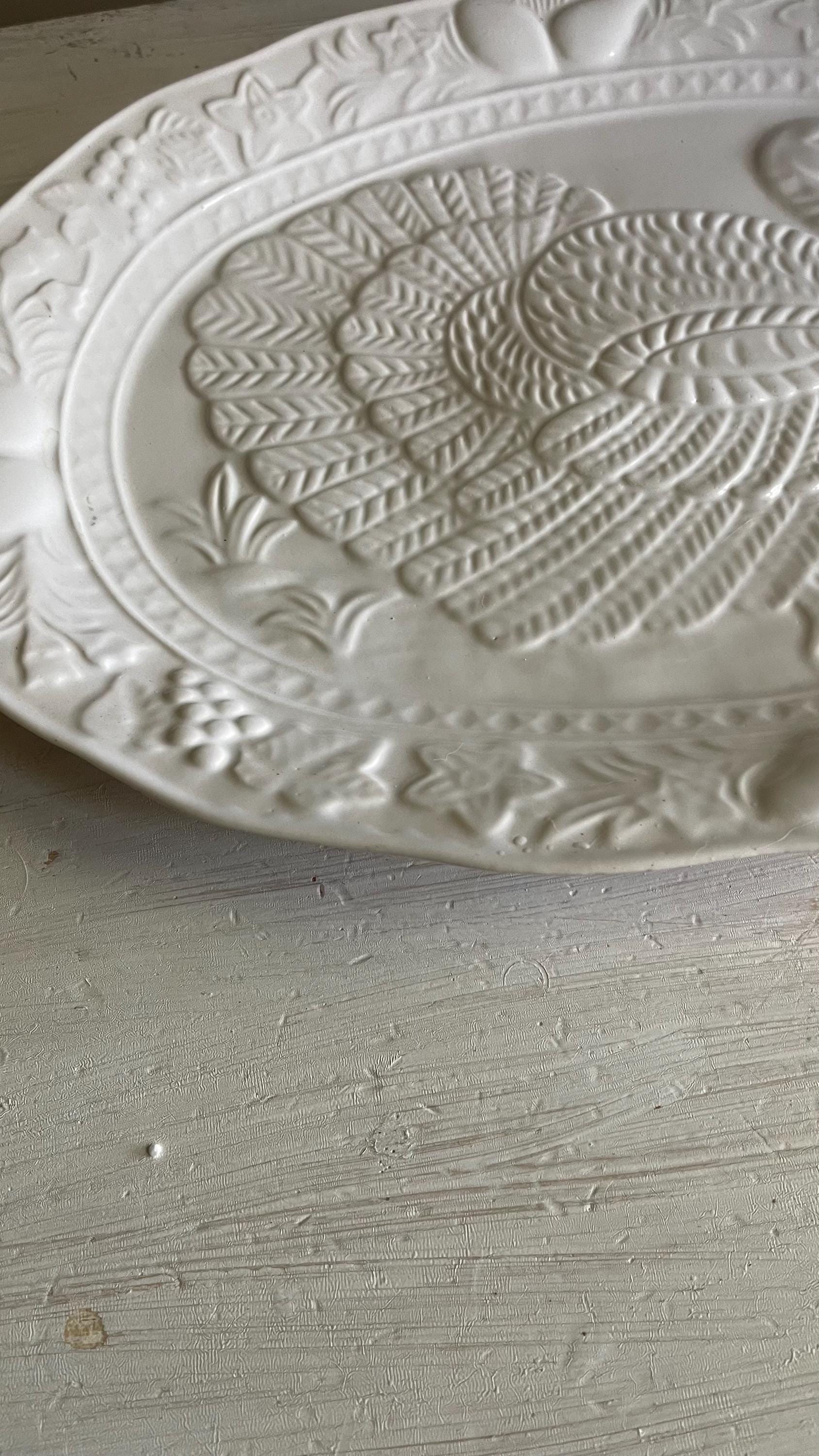 Vintage Tom Turkey Thanksgiving Platter: Embossed Fall Decor