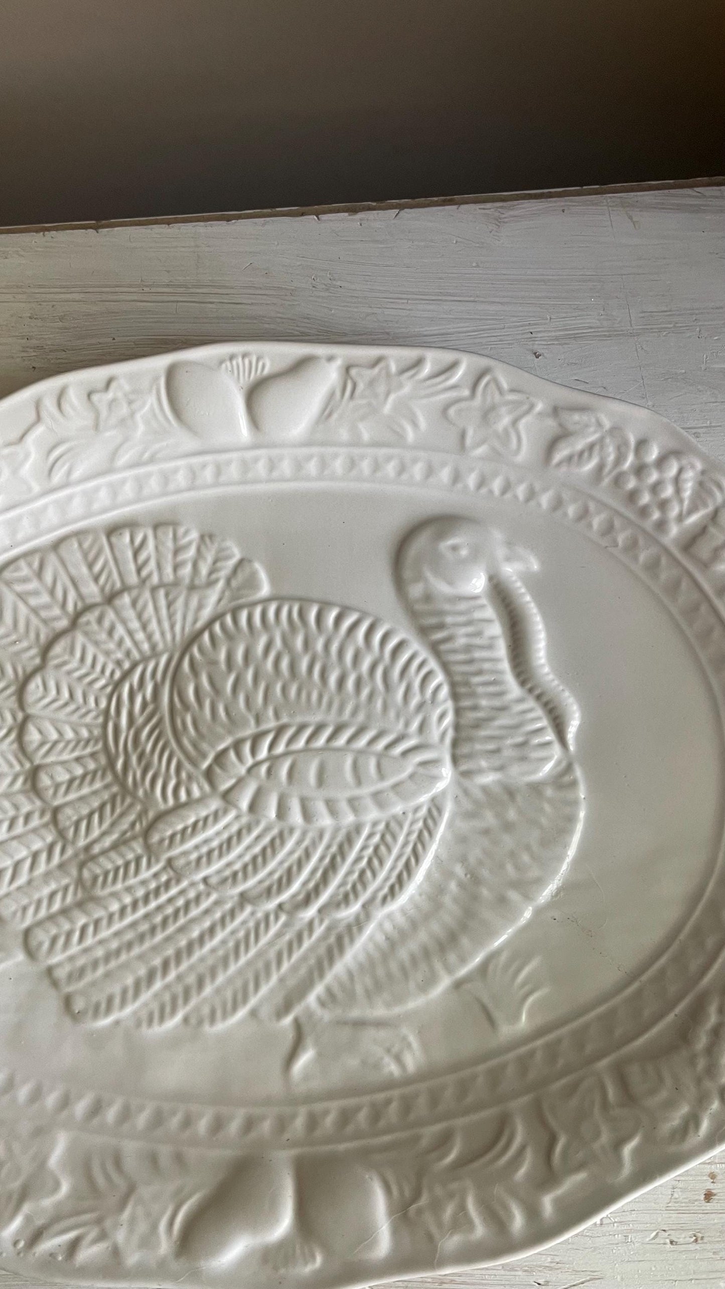 Vintage Tom Turkey Thanksgiving Platter: Embossed Fall Decor