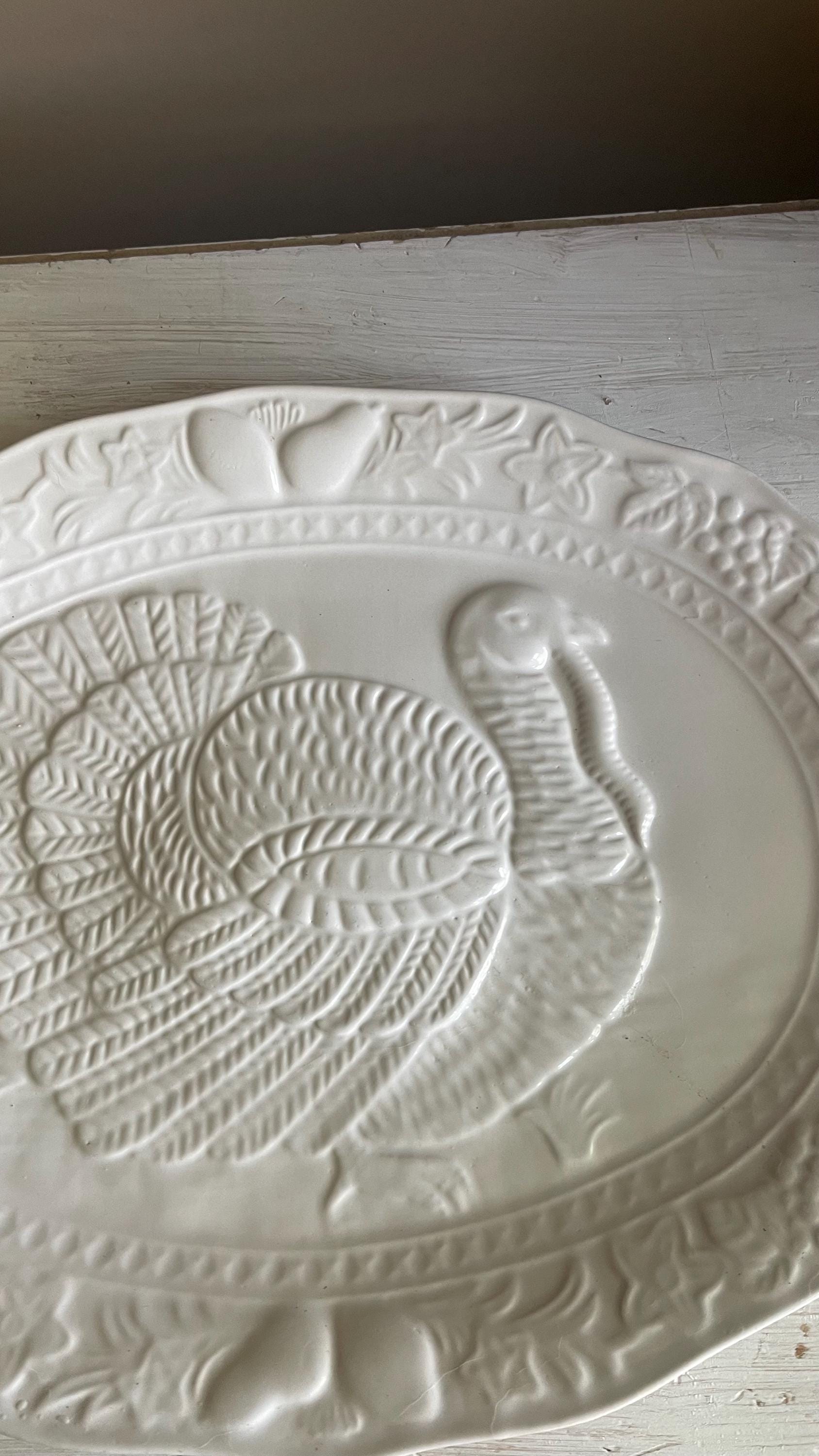 Vintage Tom Turkey Thanksgiving Platter: Embossed Fall Decor
