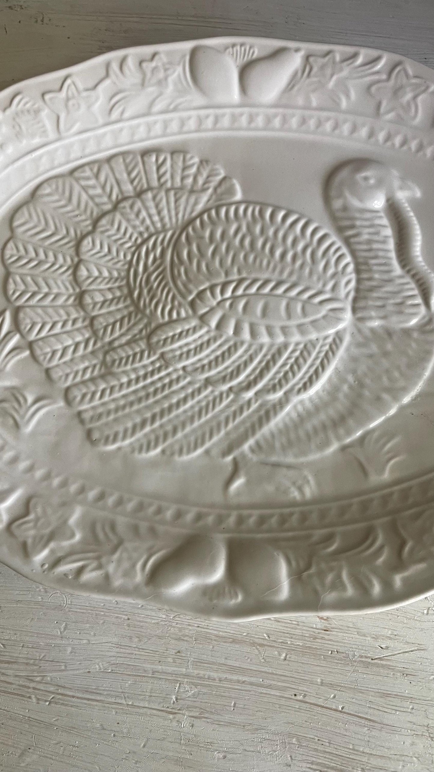 Vintage Tom Turkey Thanksgiving Platter: Embossed Fall Decor