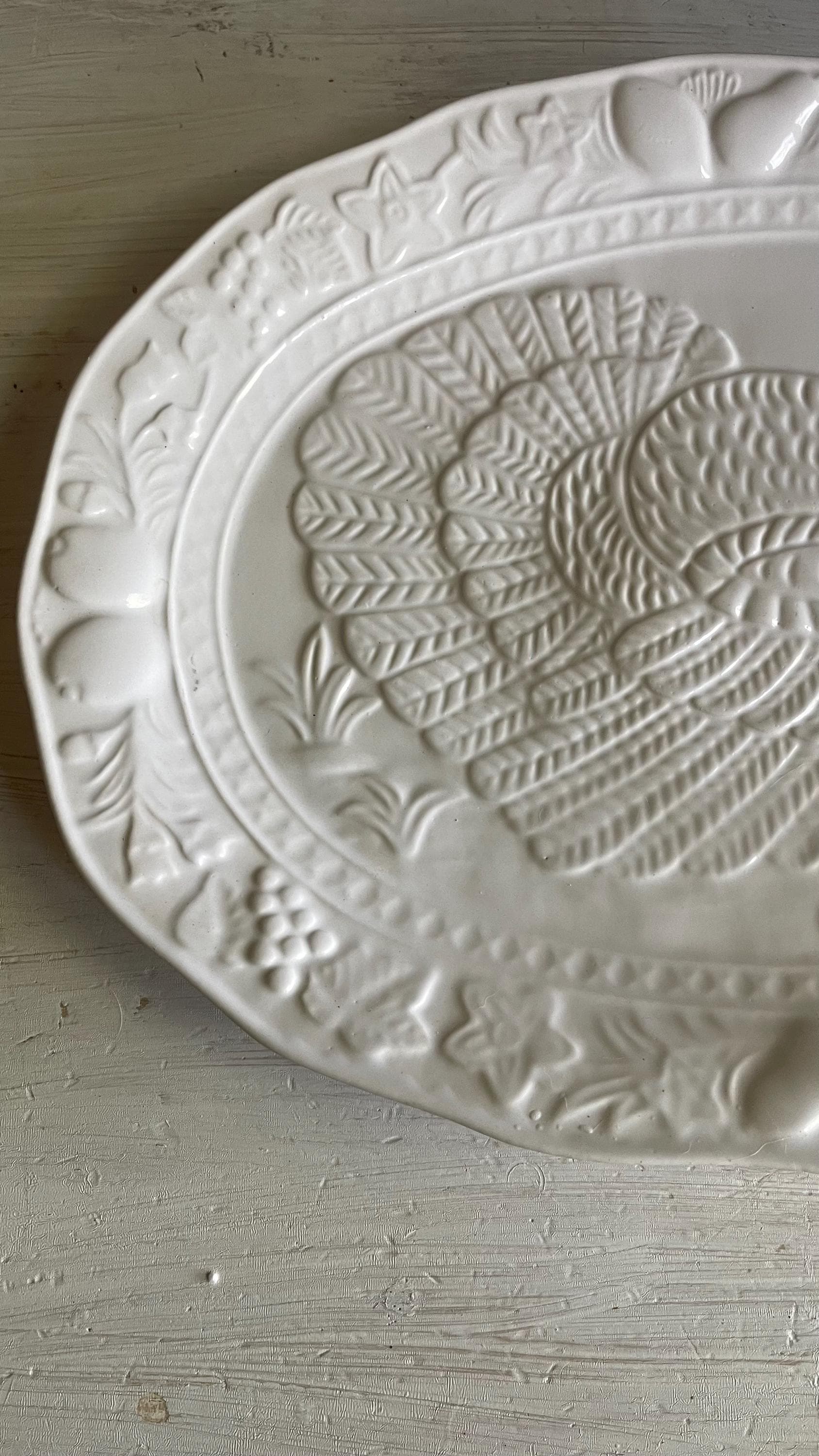 Vintage Tom Turkey Thanksgiving Platter: Embossed Fall Decor