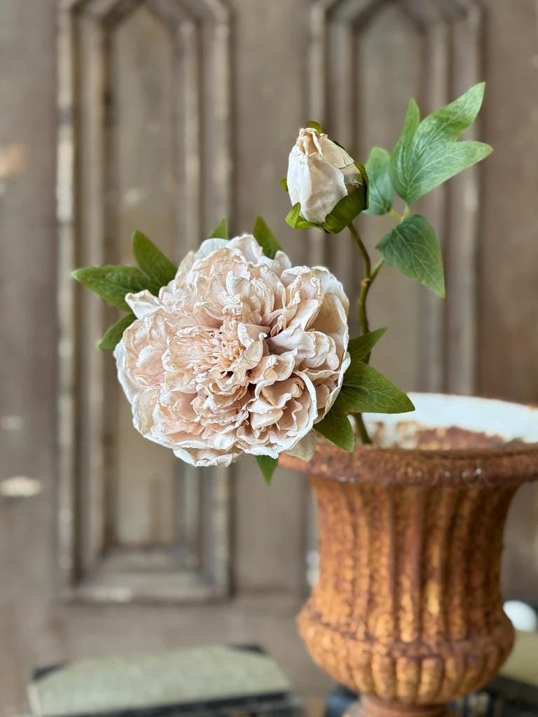 Peony Legacy Bloom Beige - Fall Faux Floral: 20-Inch