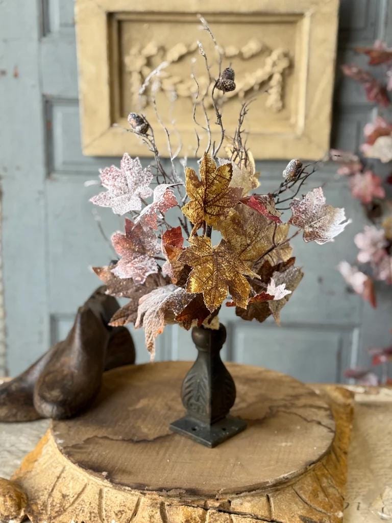 Artificial Frostbound Leaves Spray 21-Inch: Fall Decor