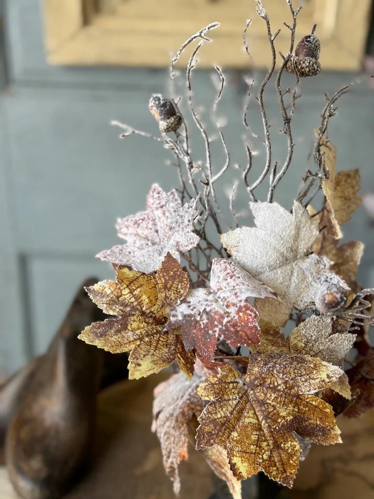 Artificial Frostbound Leaves Spray 21-Inch: Fall Decor