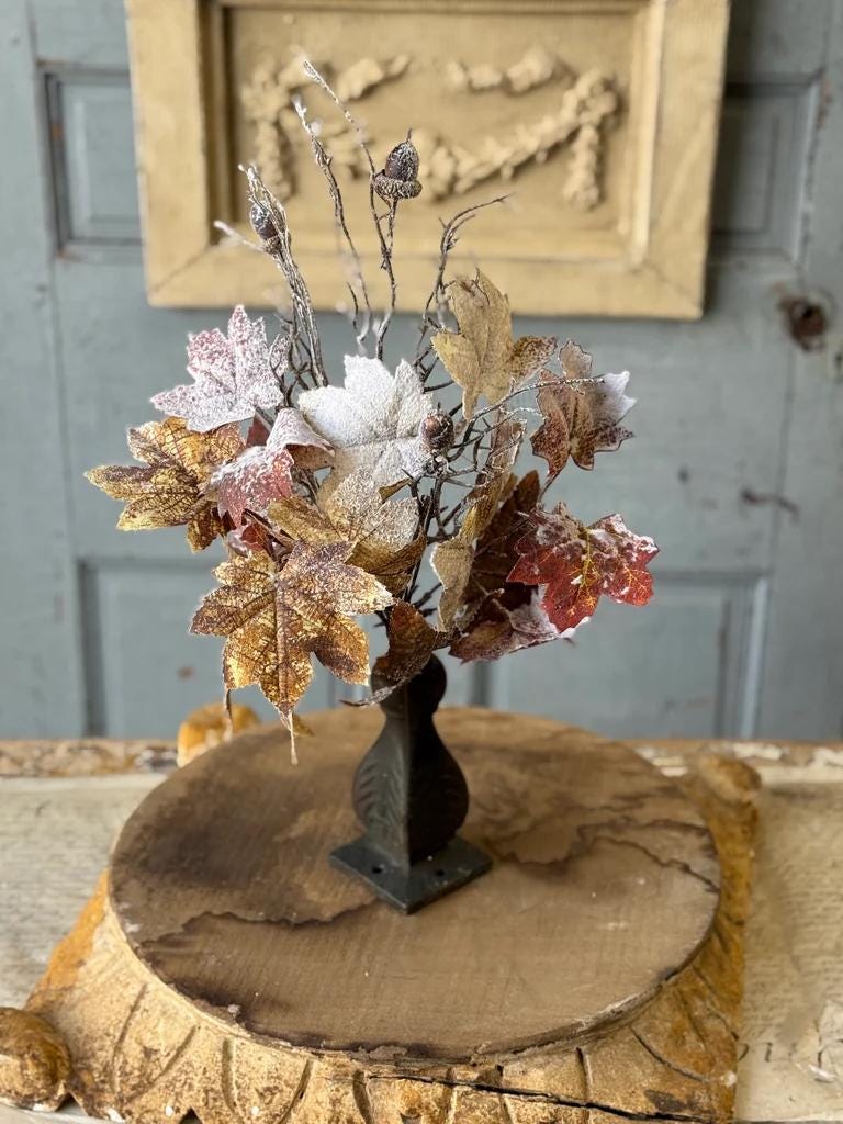 Artificial Frostbound Leaves Spray 21-Inch: Fall Decor