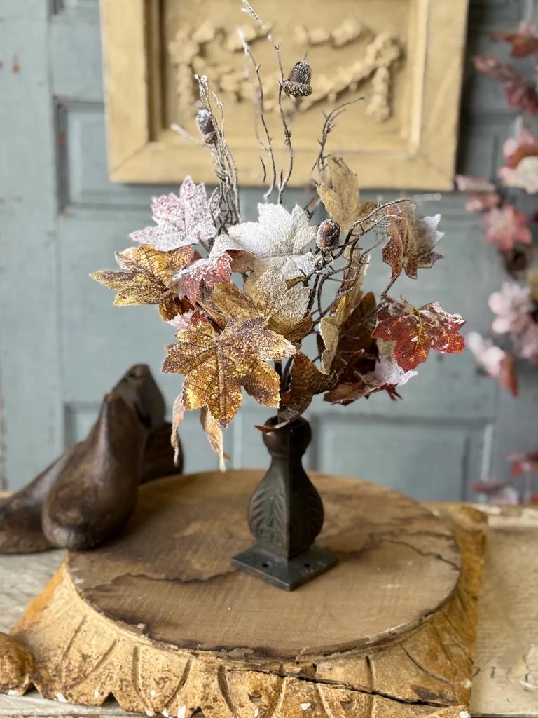 Artificial Frostbound Leaves Spray 21-Inch: Fall Decor