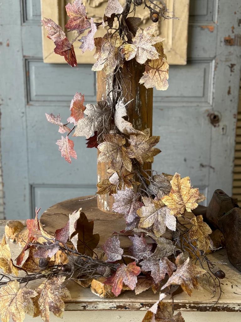 Artificial Frostbound Leaves Garland 5-Foot: Fall Decor