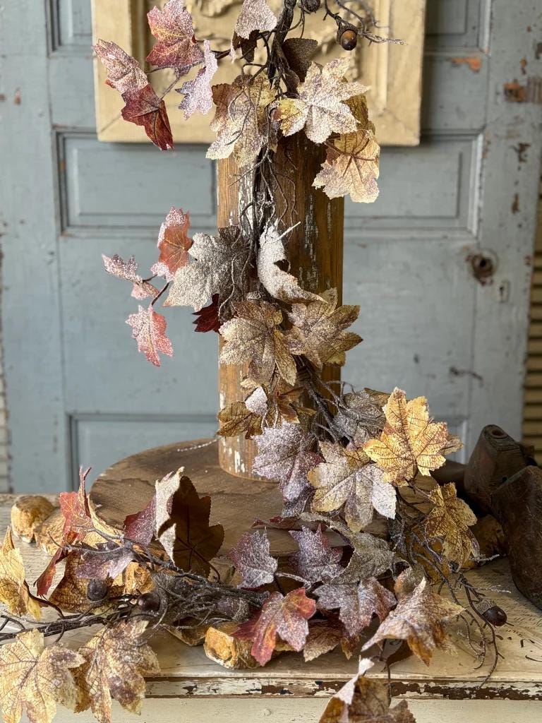 Artificial Frostbound Leaves Garland 5-Foot: Fall Decor