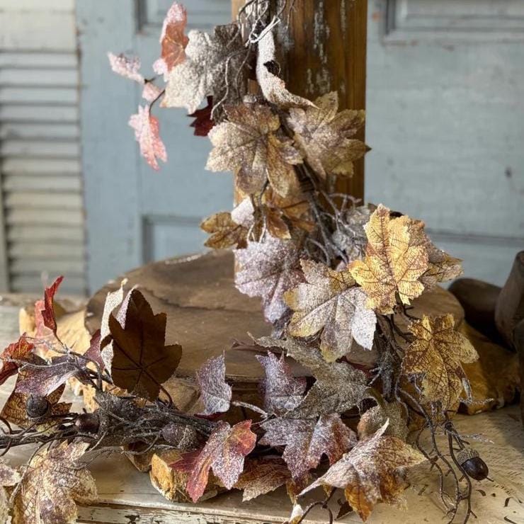 Artificial Frostbound Leaves Garland 5-Foot: Fall Decor