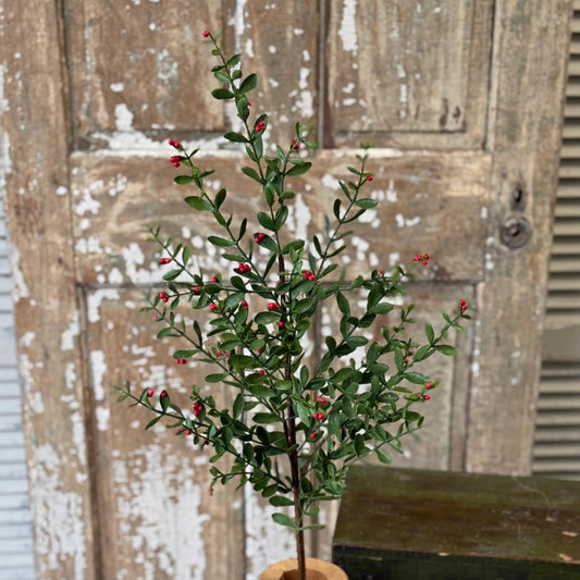 Holly and Berry Stems: Christmas Vase Filler, 36-Inch Pick