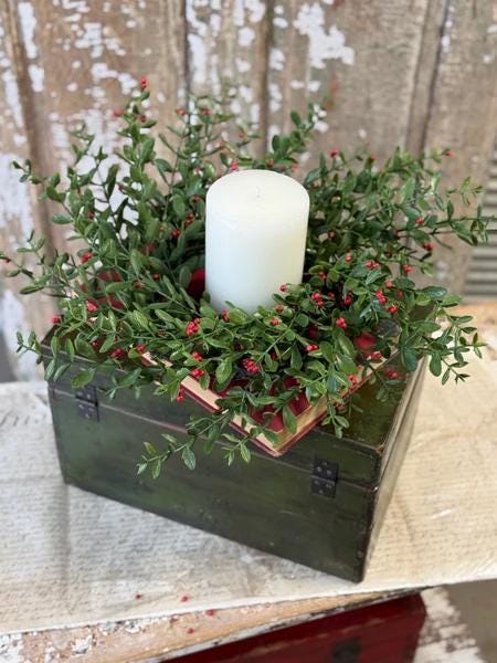 Holly and Berry Winter Wreath - 20 Inch Christmas Wreath
