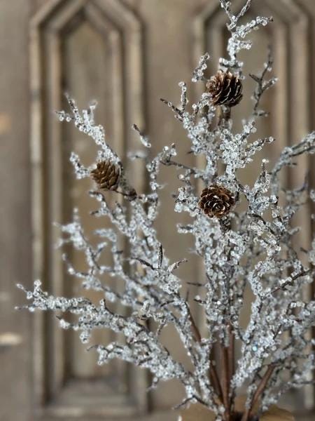 Ice Covered Branches Pick | Winter Wreath Supply, 19 Inch