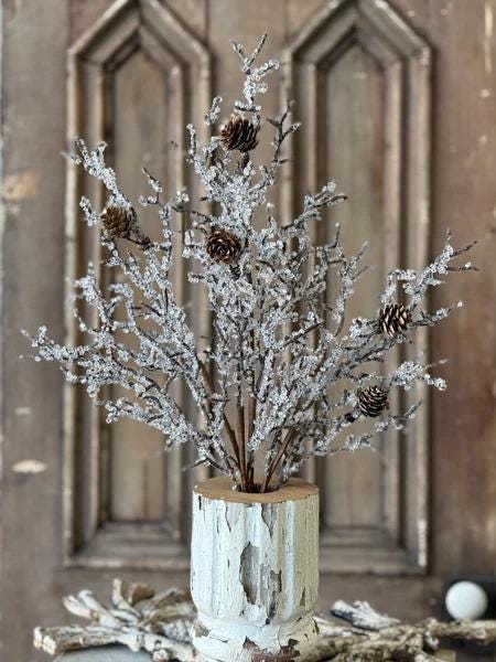 Ice Covered Branches Pick | Winter Wreath Supply, 19 Inch