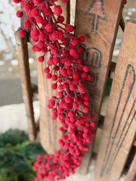 Faux Icy Red Berry Garland - 6 Foot Christmas Garland