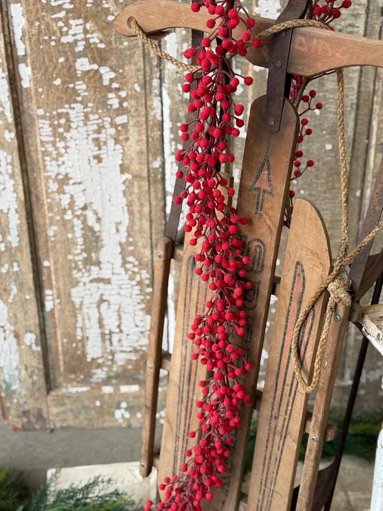 Faux Icy Red Berry Garland - 6 Foot Christmas Garland