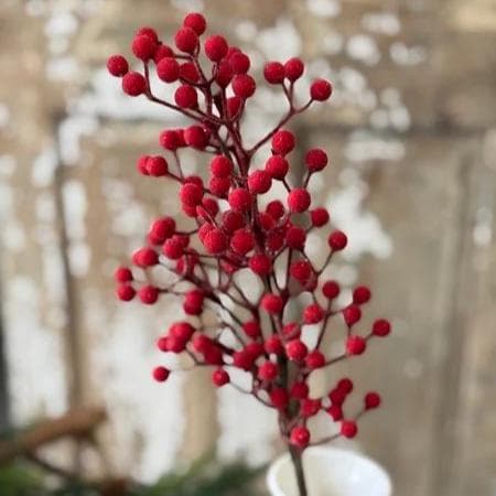 Faux Red Iced Red Berry Spray - 22 Inch Icy Toboggan Berry