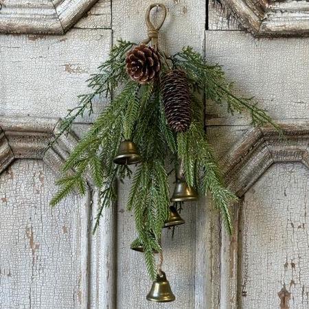 Christmas Greens Drop with Bells - 15 Inch Pine Swag