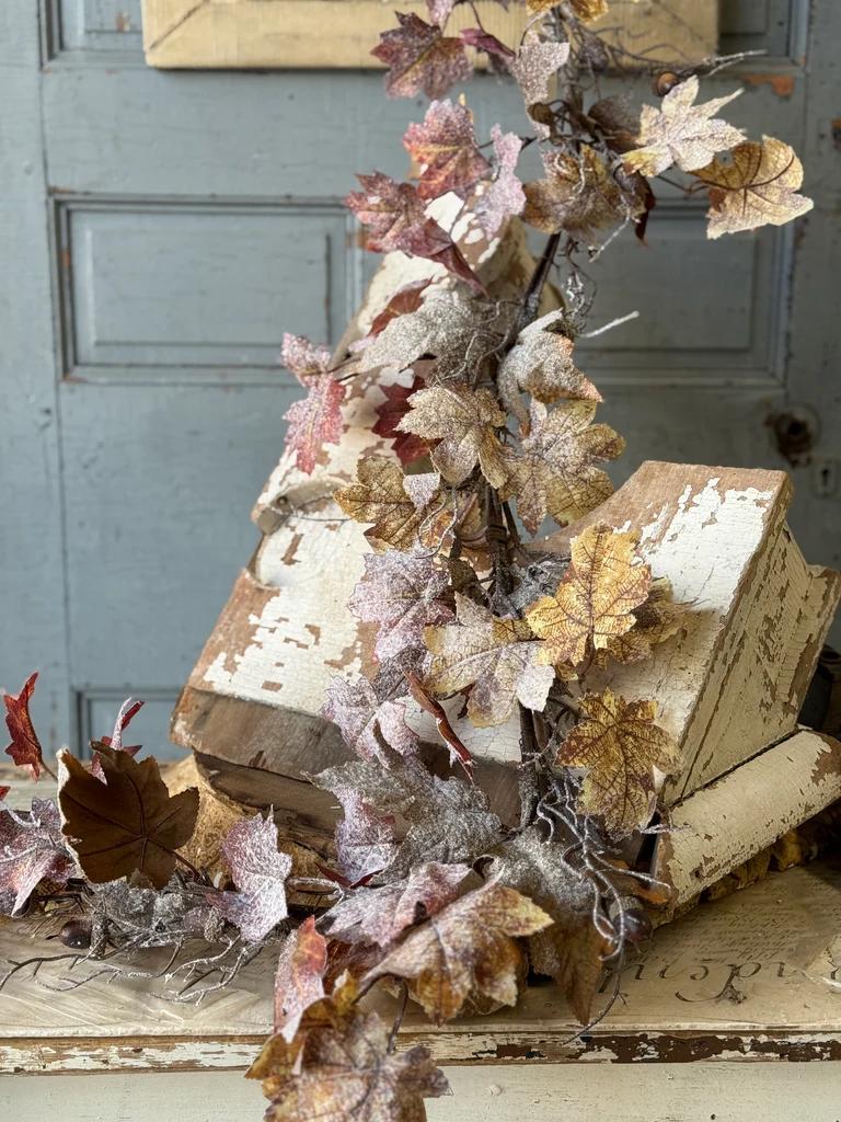 Artificial Frostbound Leaves Garland 5-Foot: Fall Decor