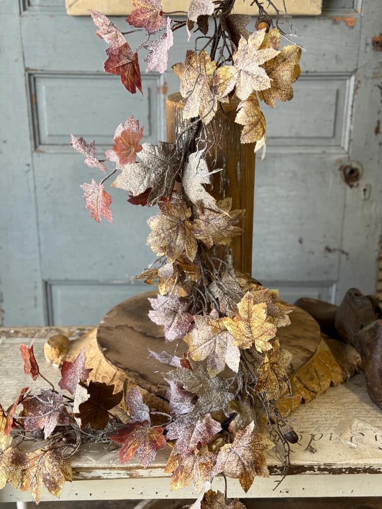 Artificial Frostbound Leaves Garland 5-Foot: Fall Decor