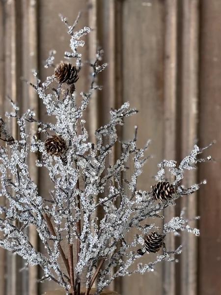 Ice Covered Branches Pick | Winter Wreath Supply, 19 Inch